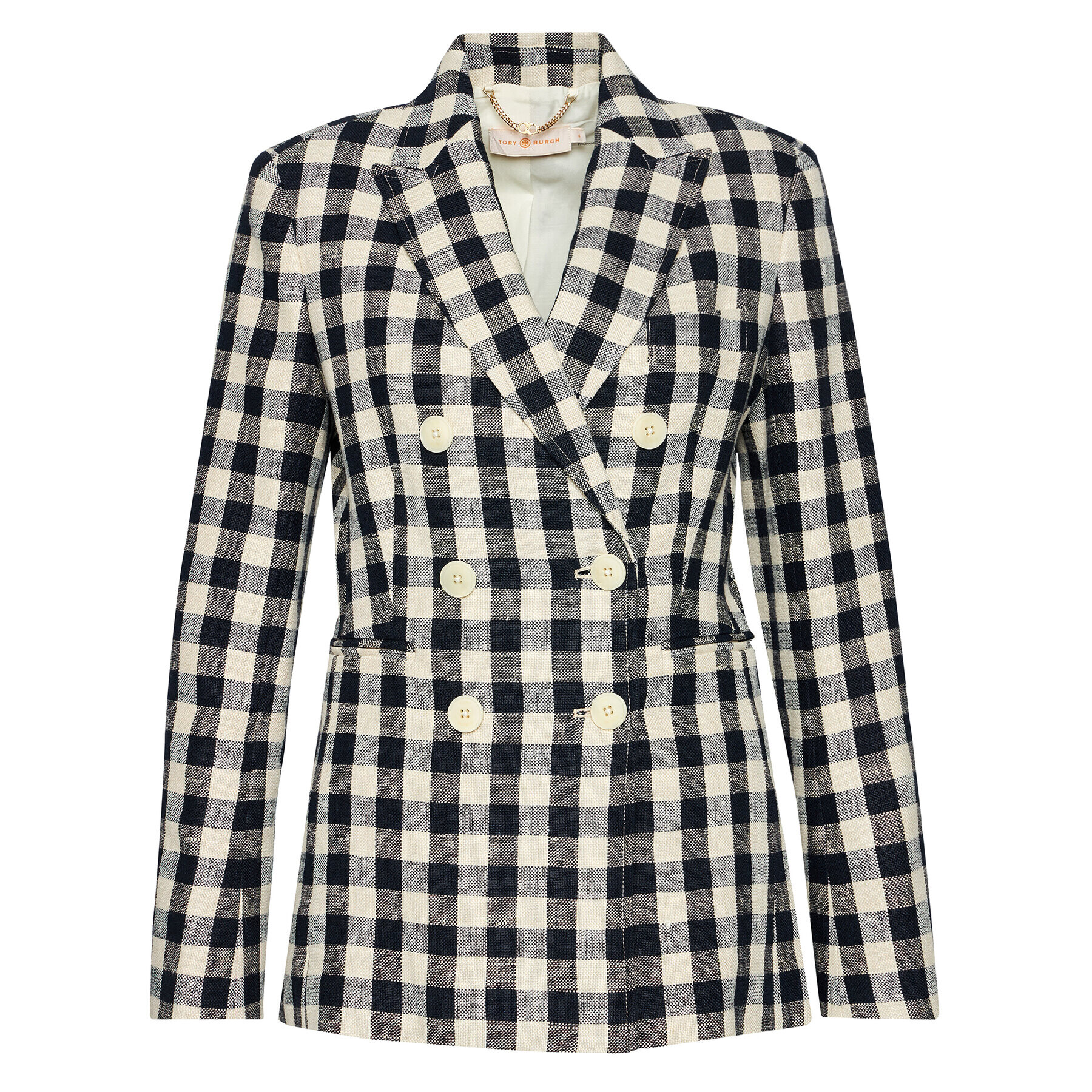 Tory Burch Sako Linen Gingham Blazer 79846 Farebná Regular Fit - Pepit.sk