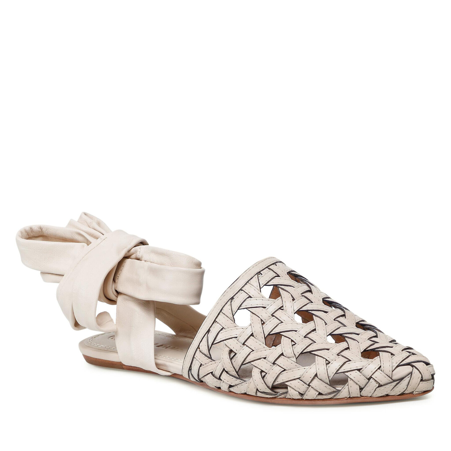 Tory Burch Sandále Basketweave Wrap Flat 85255 Béžová - Pepit.sk