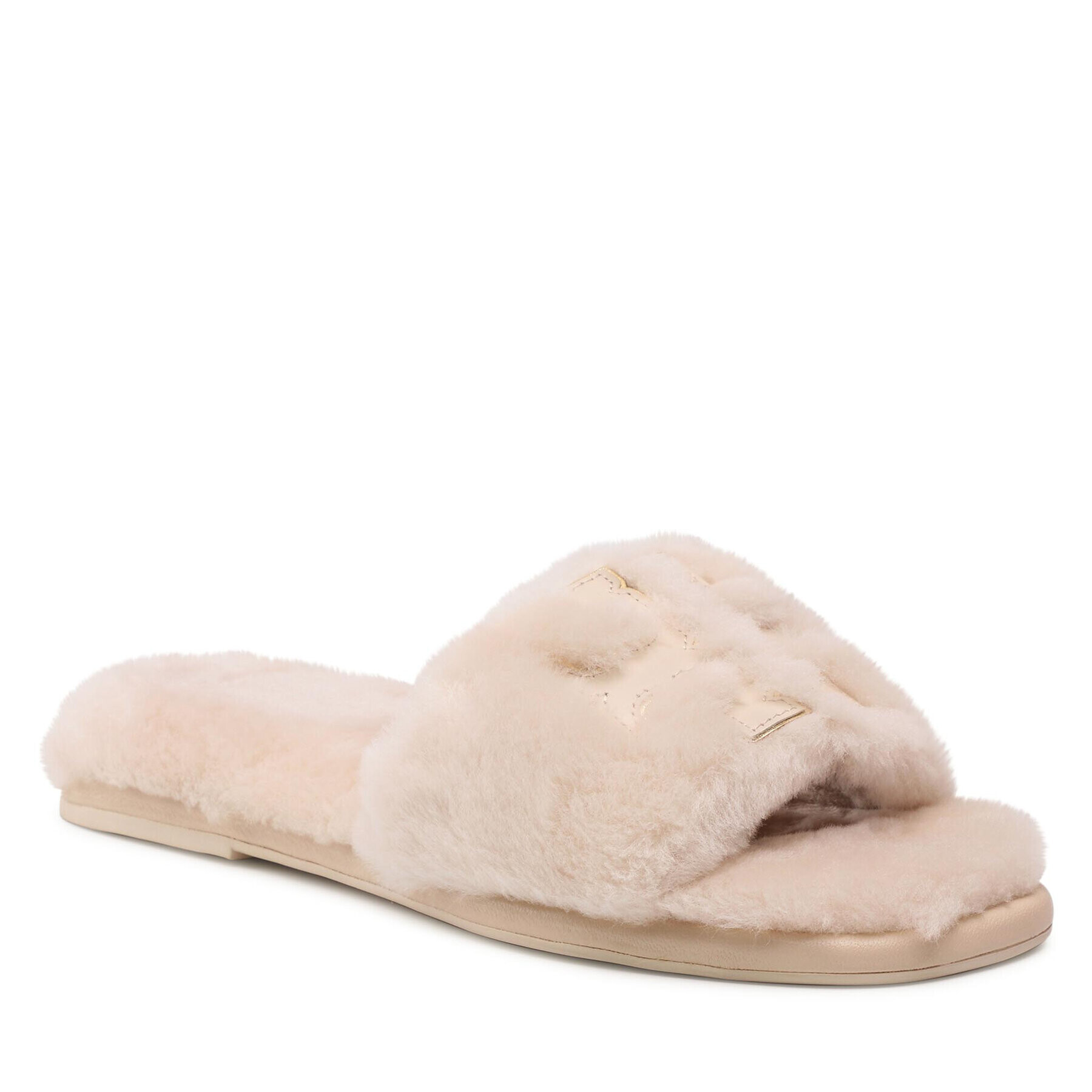 Tory Burch Šľapky Double T Shearling 83484 Béžová - Pepit.sk