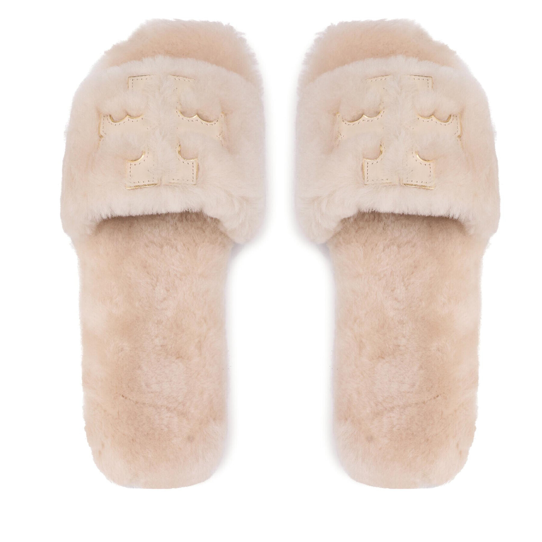 Tory Burch Šľapky Double T Shearling 83484 Béžová - Pepit.sk