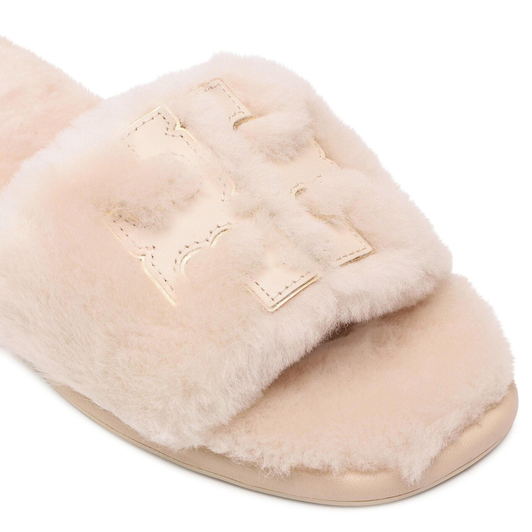 Tory Burch Šľapky Double T Shearling 83484 Béžová - Pepit.sk