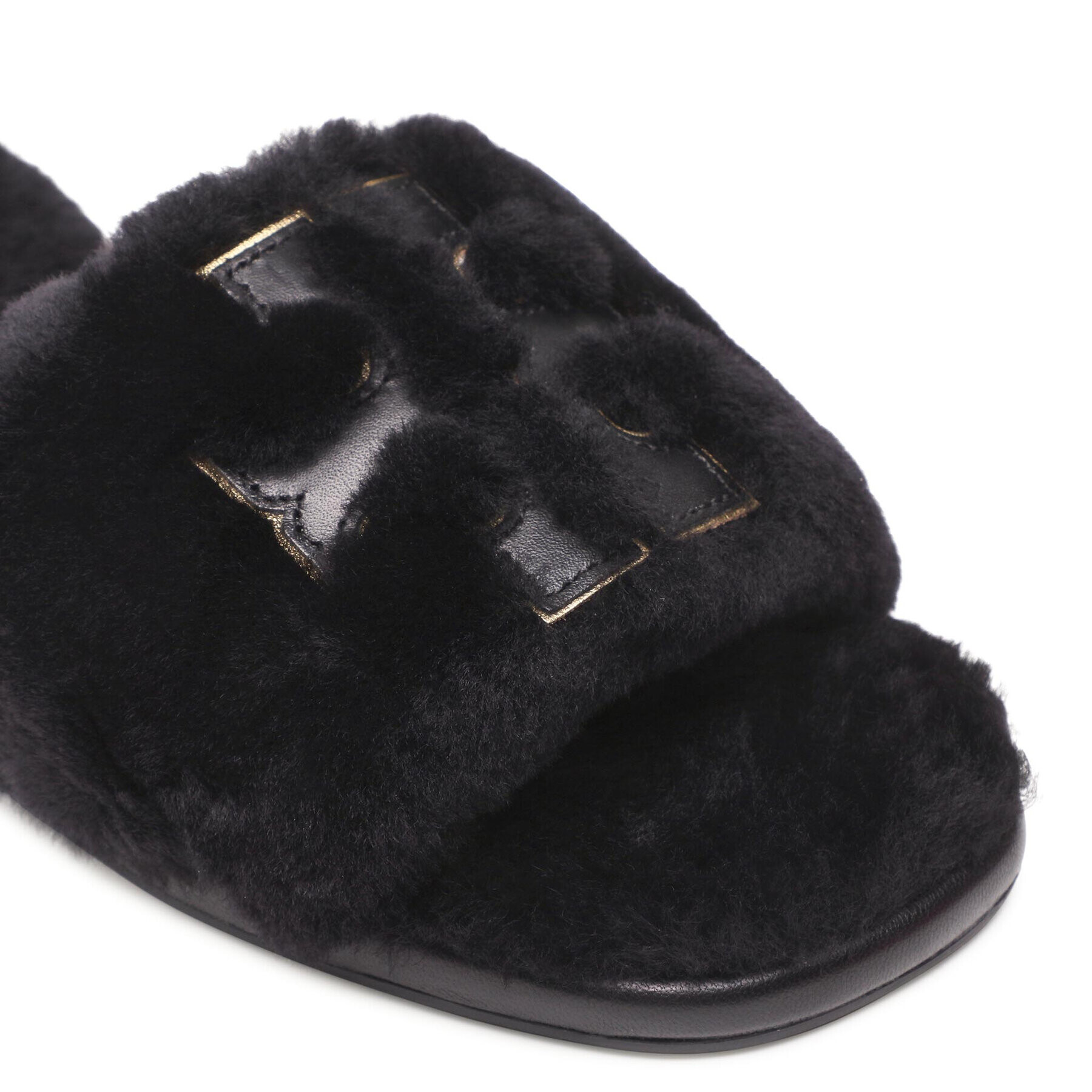 Tory Burch Šľapky Double T Shearling 83484 Čierna - Pepit.sk