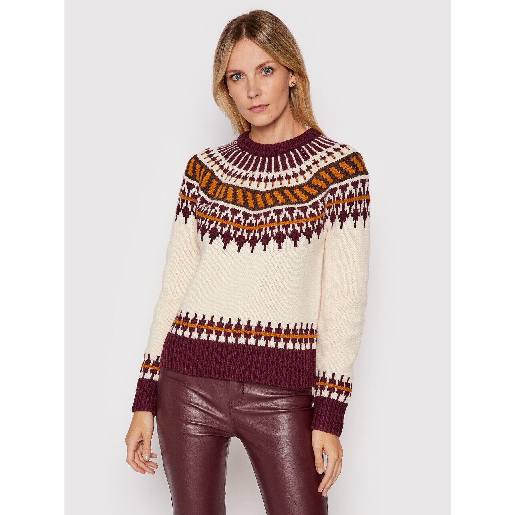 Tory Burch Sveter Fair Isle 84420 Béžová Regular Fit - Pepit.sk