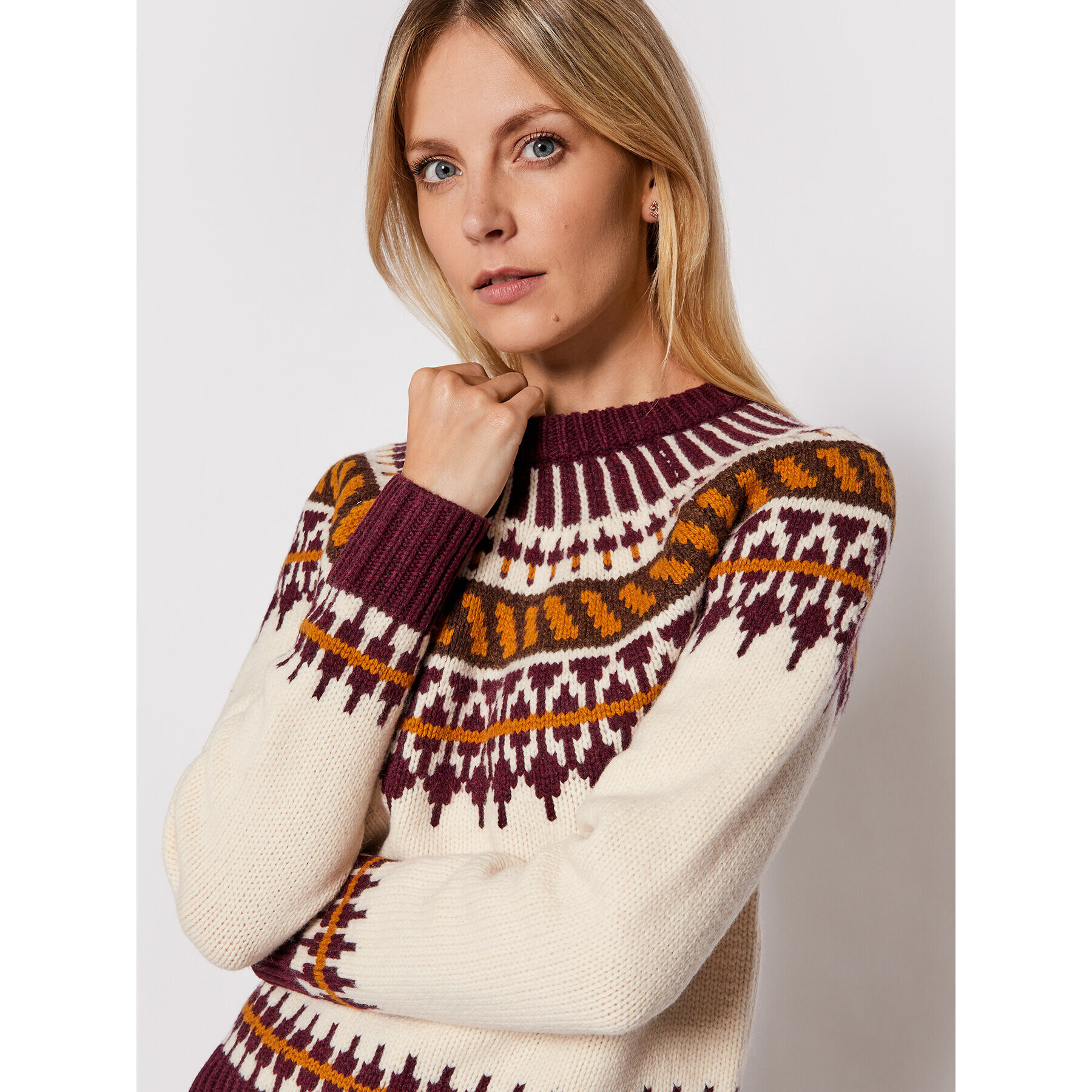 Tory Burch Sveter Fair Isle 84420 Béžová Regular Fit - Pepit.sk