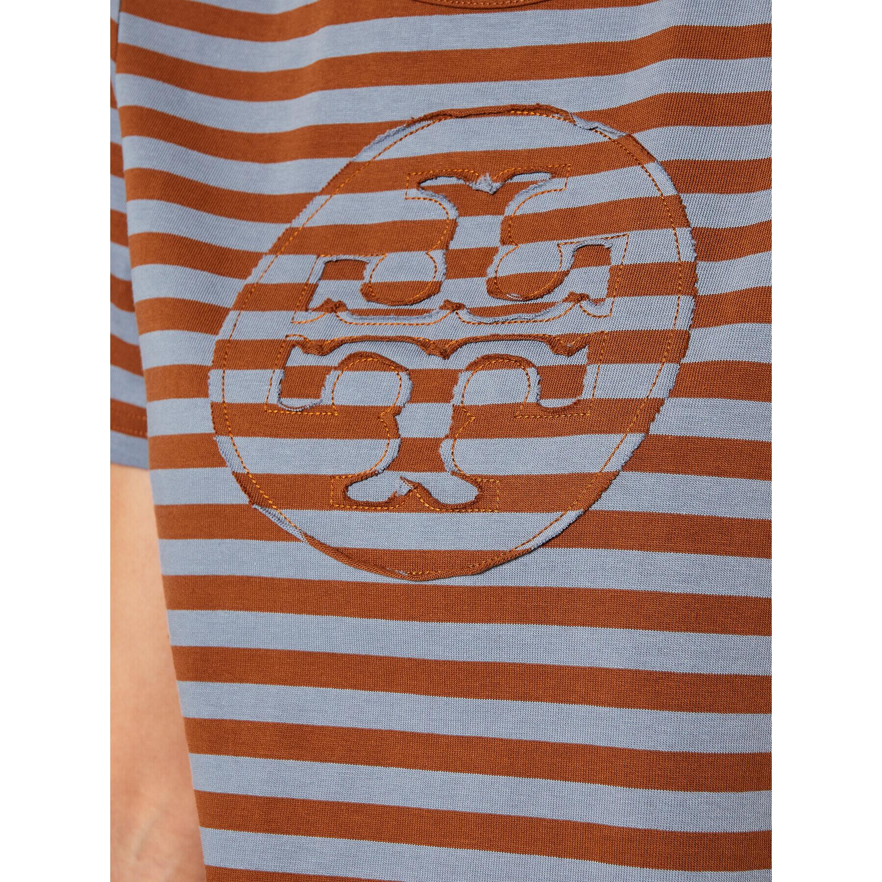 Tory Burch Tričko Striped Logo 63871 Hnedá Regular Fit - Pepit.sk