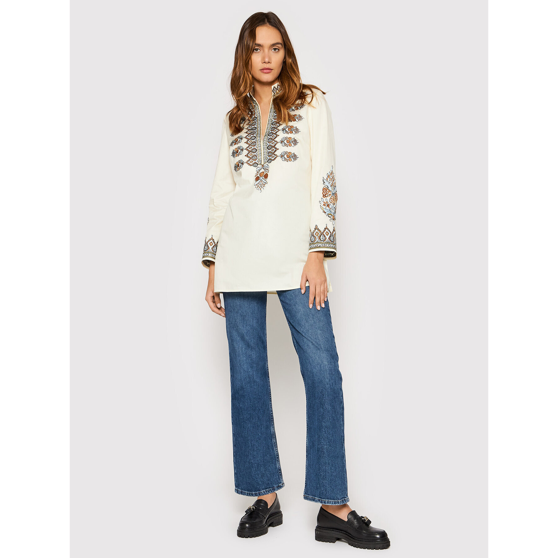 Tory Burch Tunika Embroidered 87518 Béžová Relaxed Fit - Pepit.sk