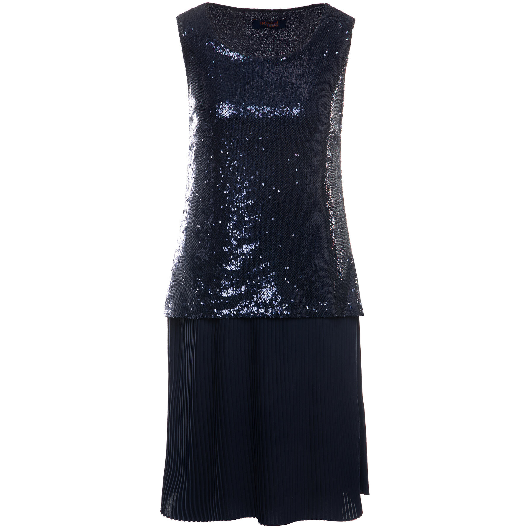 Trussardi Koktejlové šaty Paillettes 56D00332 Tmavomodrá Regular Fit - Pepit.sk