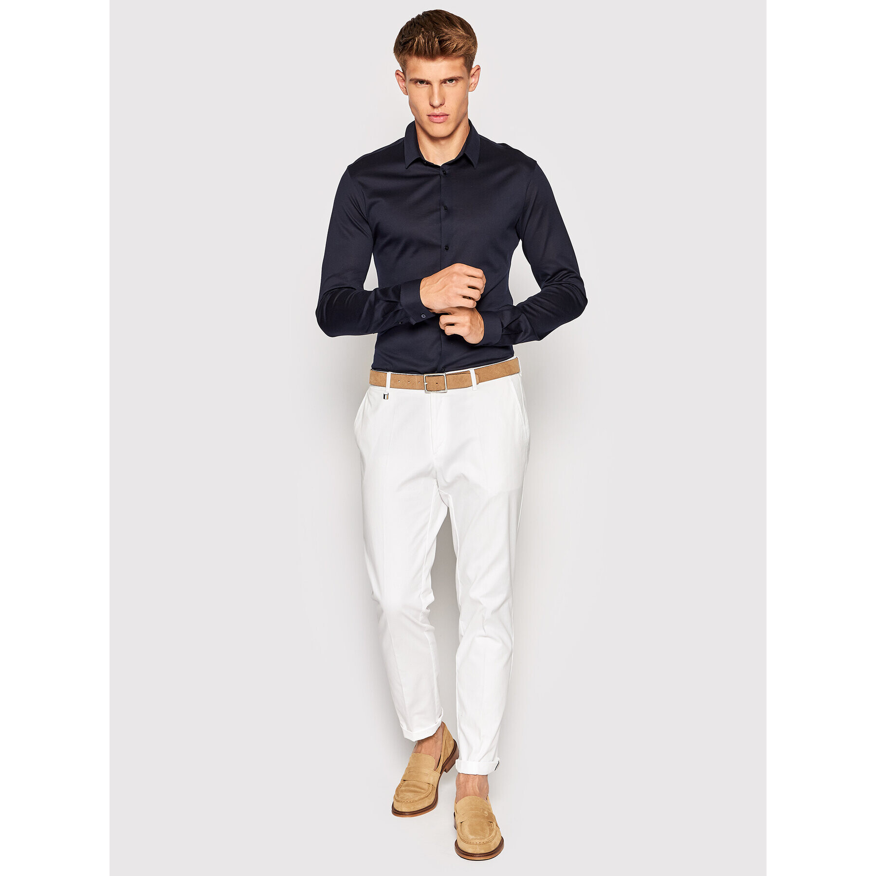 Trussardi Košeľa Mercerized 52C00281 Tmavomodrá Slim Fit - Pepit.sk