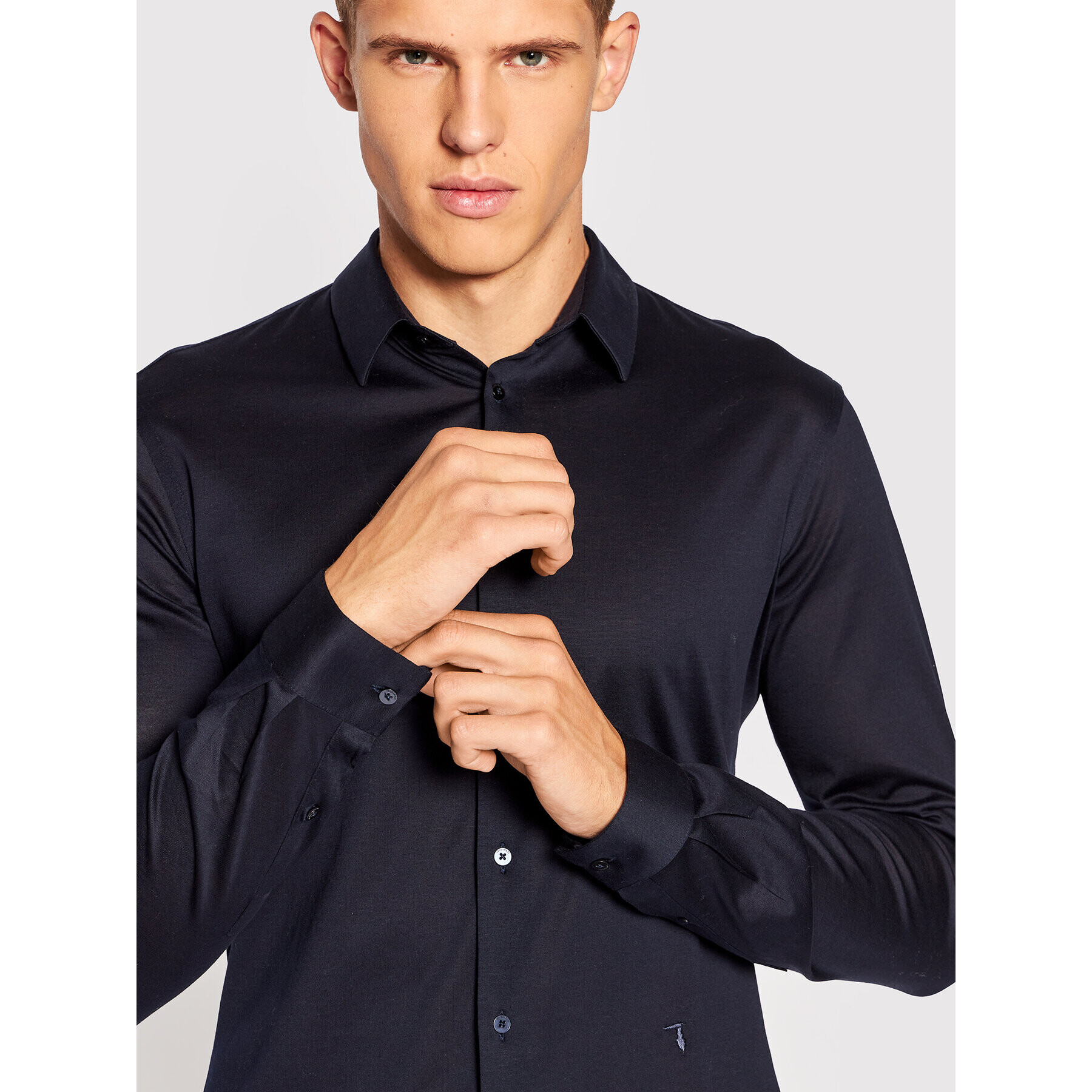 Trussardi Košeľa Mercerized 52C00281 Tmavomodrá Slim Fit - Pepit.sk