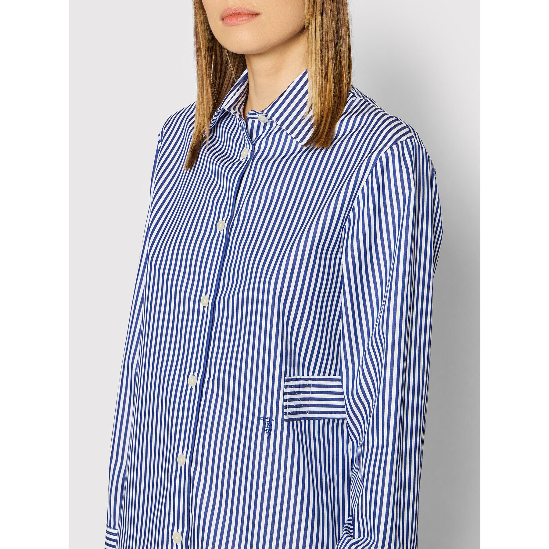 Trussardi Košeľové šaty Herringbone 56D00588 Tmavomodrá Relaxed Fit - Pepit.sk