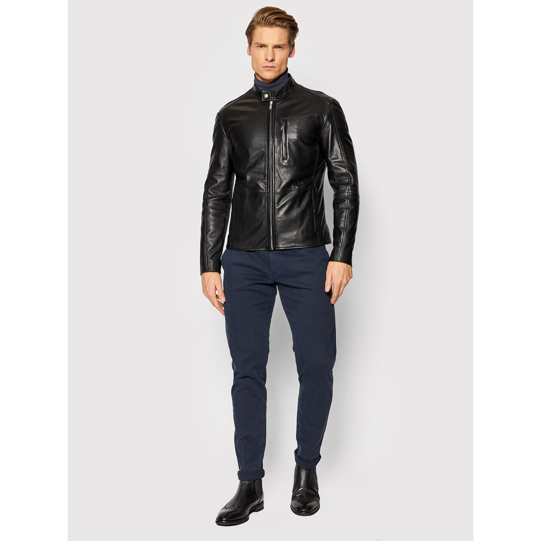 Trussardi Kožená bunda Biker Soft Touch 52S00713 Čierna Regular Fit - Pepit.sk