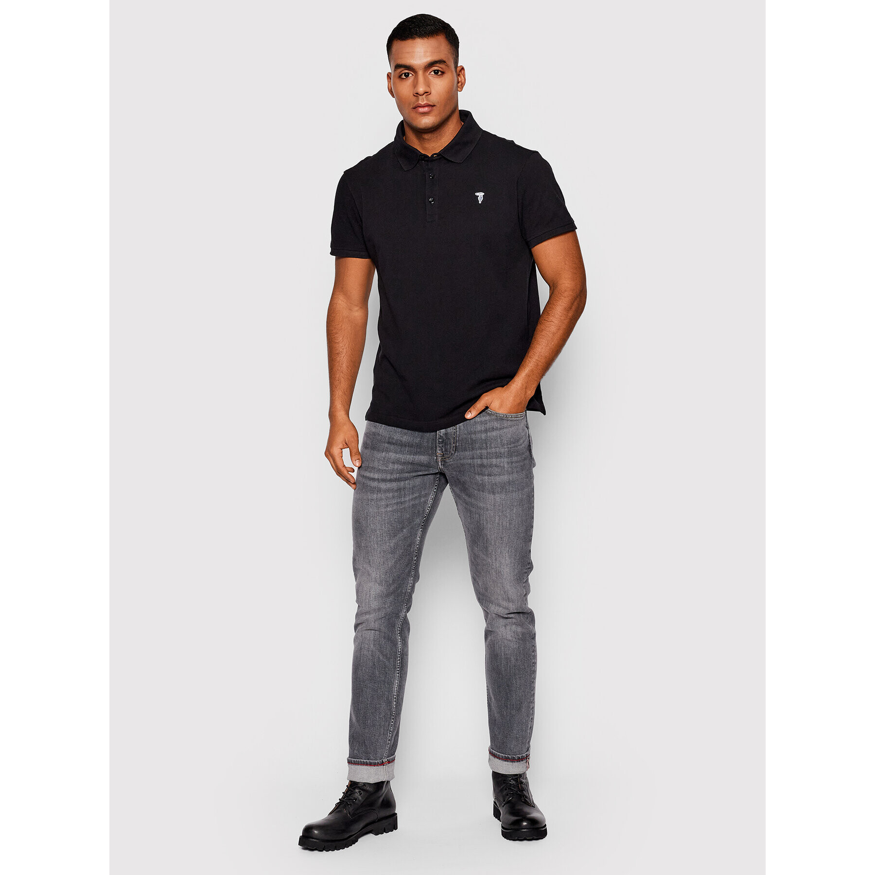 Trussardi Polokošeľa Piquet 52T00597 Čierna Regular Fit - Pepit.sk