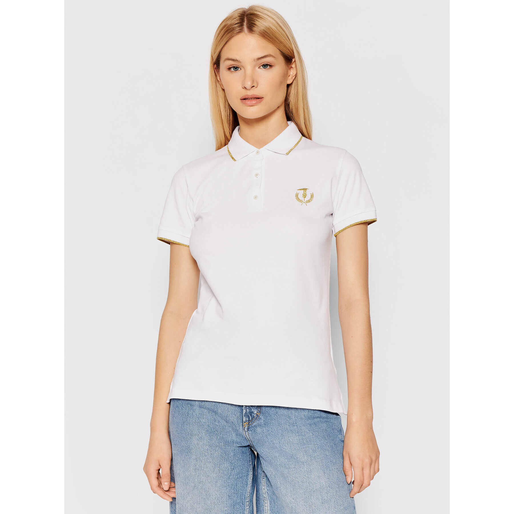 Trussardi Polokošeľa Piquet 56T00386 Biela Slim Fit - Pepit.sk