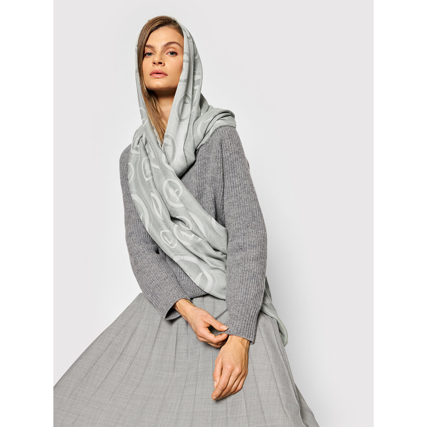 Trussardi Šál Pashmina Ovali Jacquard 57Z00176 Zelená - Pepit.sk