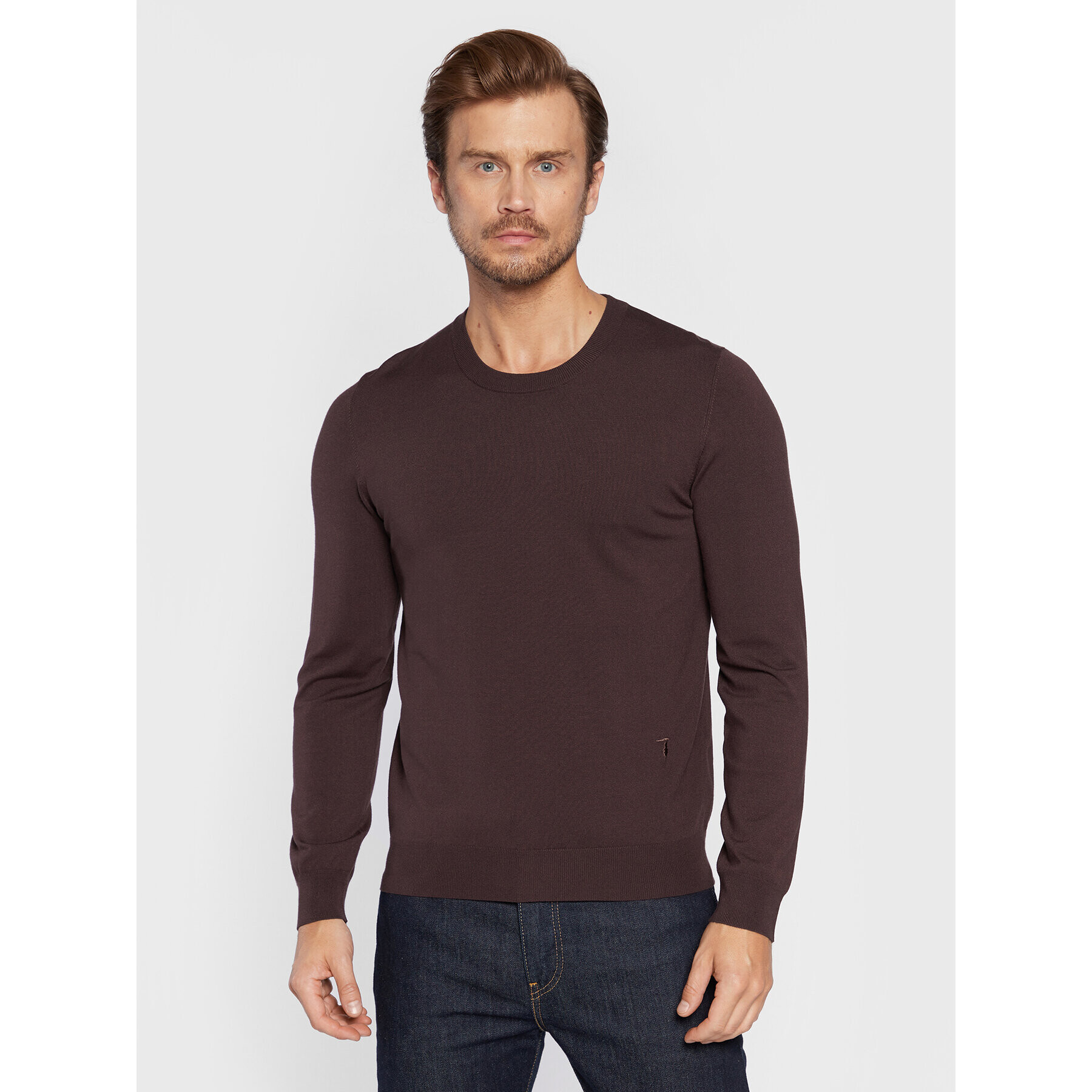 Trussardi Sveter 52M00628 Hnedá Regular Fit - Pepit.sk