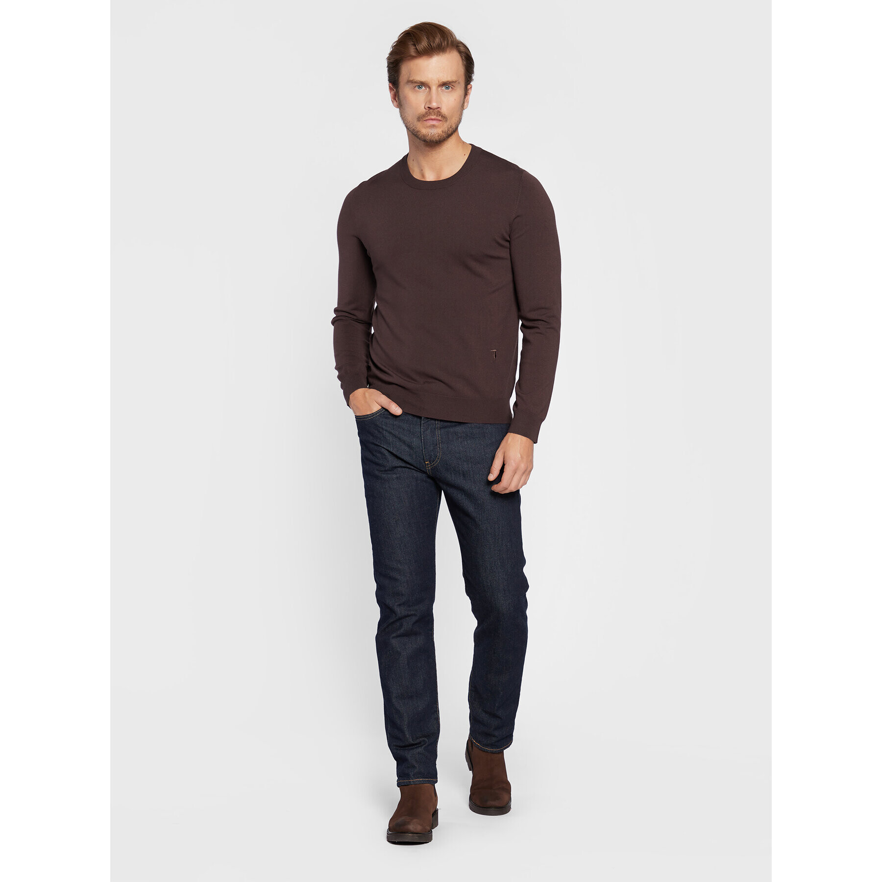 Trussardi Sveter 52M00628 Hnedá Regular Fit - Pepit.sk