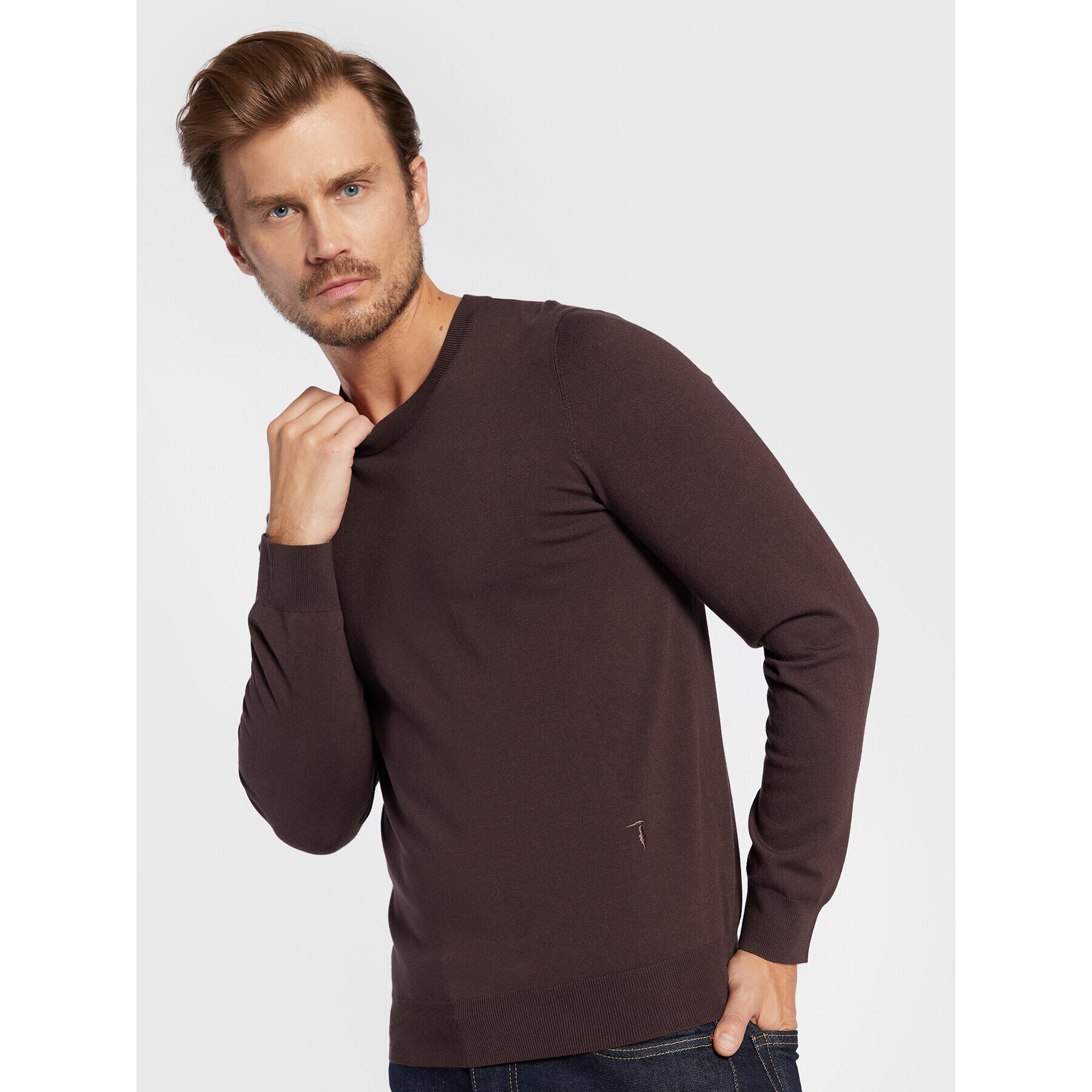 Trussardi Sveter 52M00628 Hnedá Regular Fit - Pepit.sk