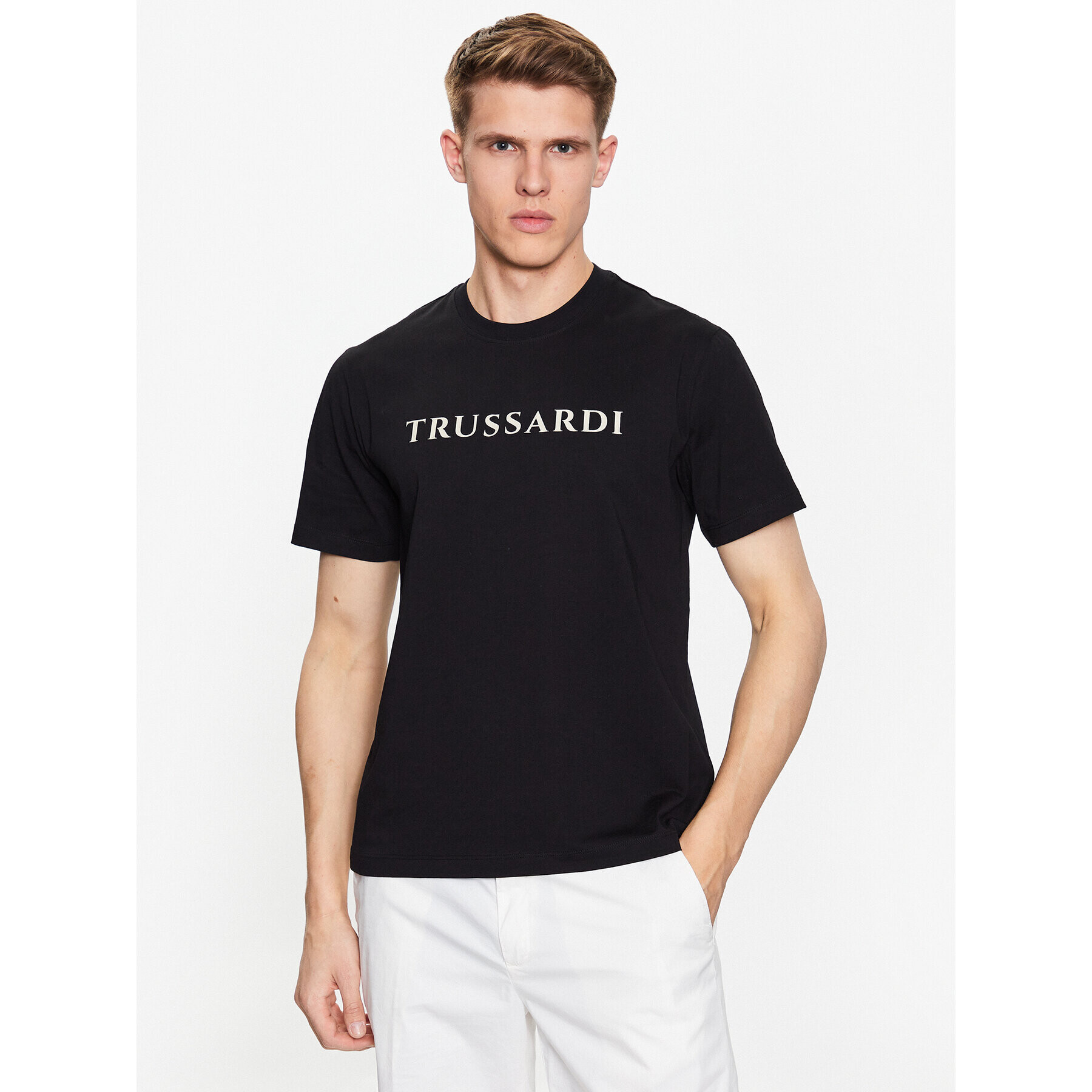 Trussardi Tričko 52T00724 Čierna Regular Fit - Pepit.sk