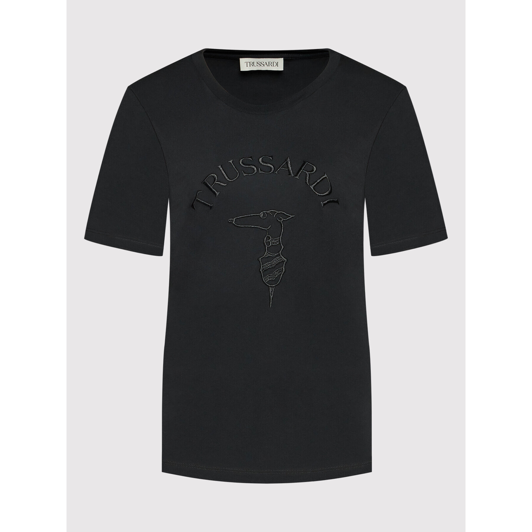 Trussardi Tričko Embroidery Logo 56T00478 Čierna Regular Fit - Pepit.sk