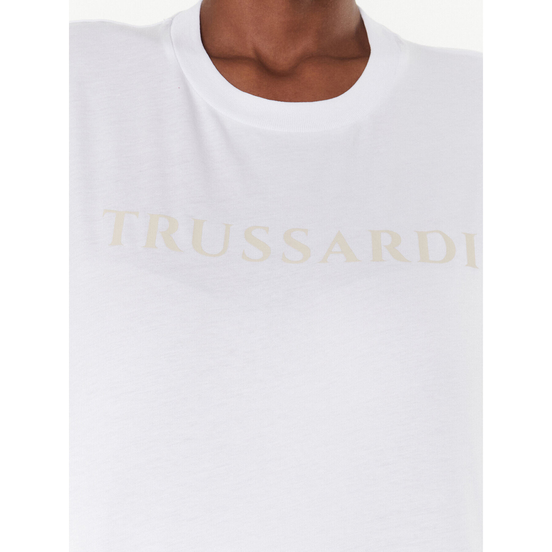 Trussardi Tričko Lettering Print 56T00565 Biela Regular Fit - Pepit.sk