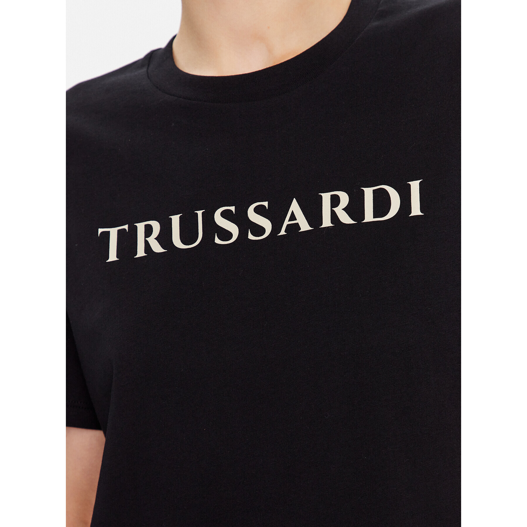 Trussardi Tričko Lettering Print 56T00565 Čierna Regular Fit - Pepit.sk