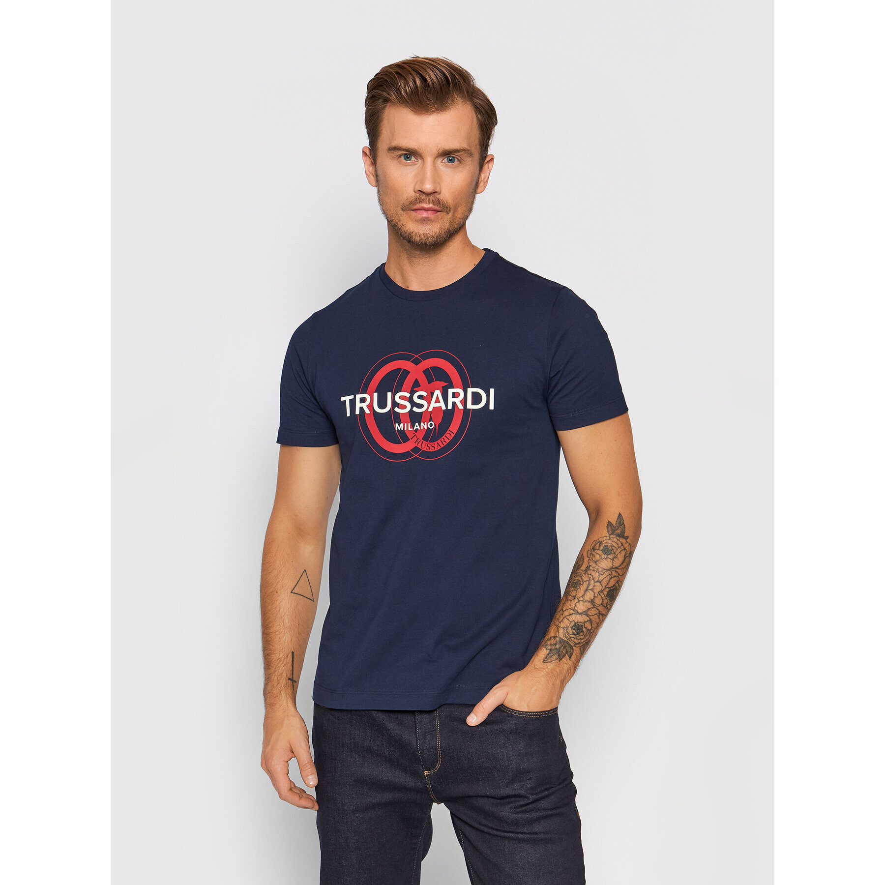 Trussardi Tričko Logo 52T00514 Tmavomodrá Regular Fit - Pepit.sk