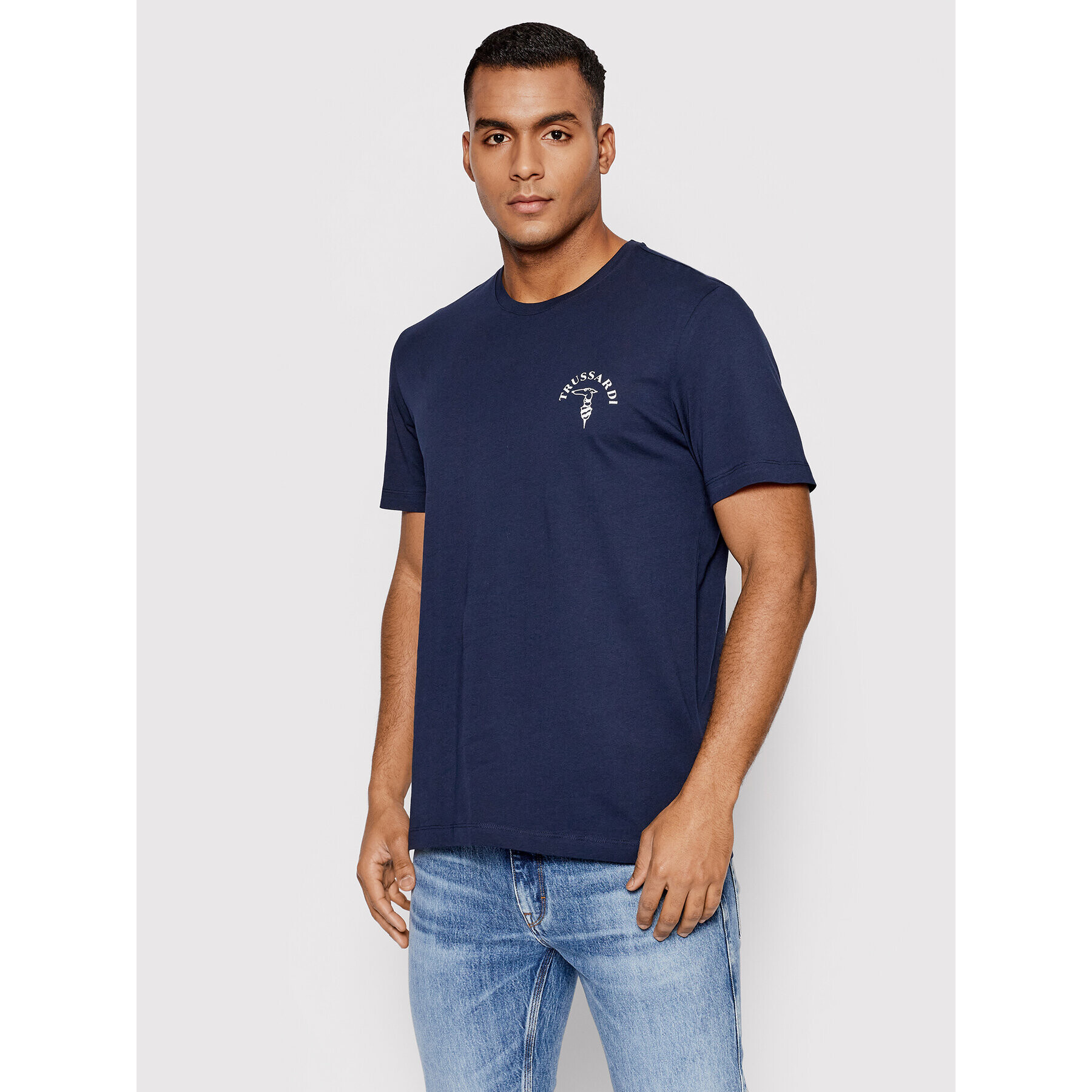 Trussardi Tričko Logo 52T00593 Tmavomodrá Regular Fit - Pepit.sk