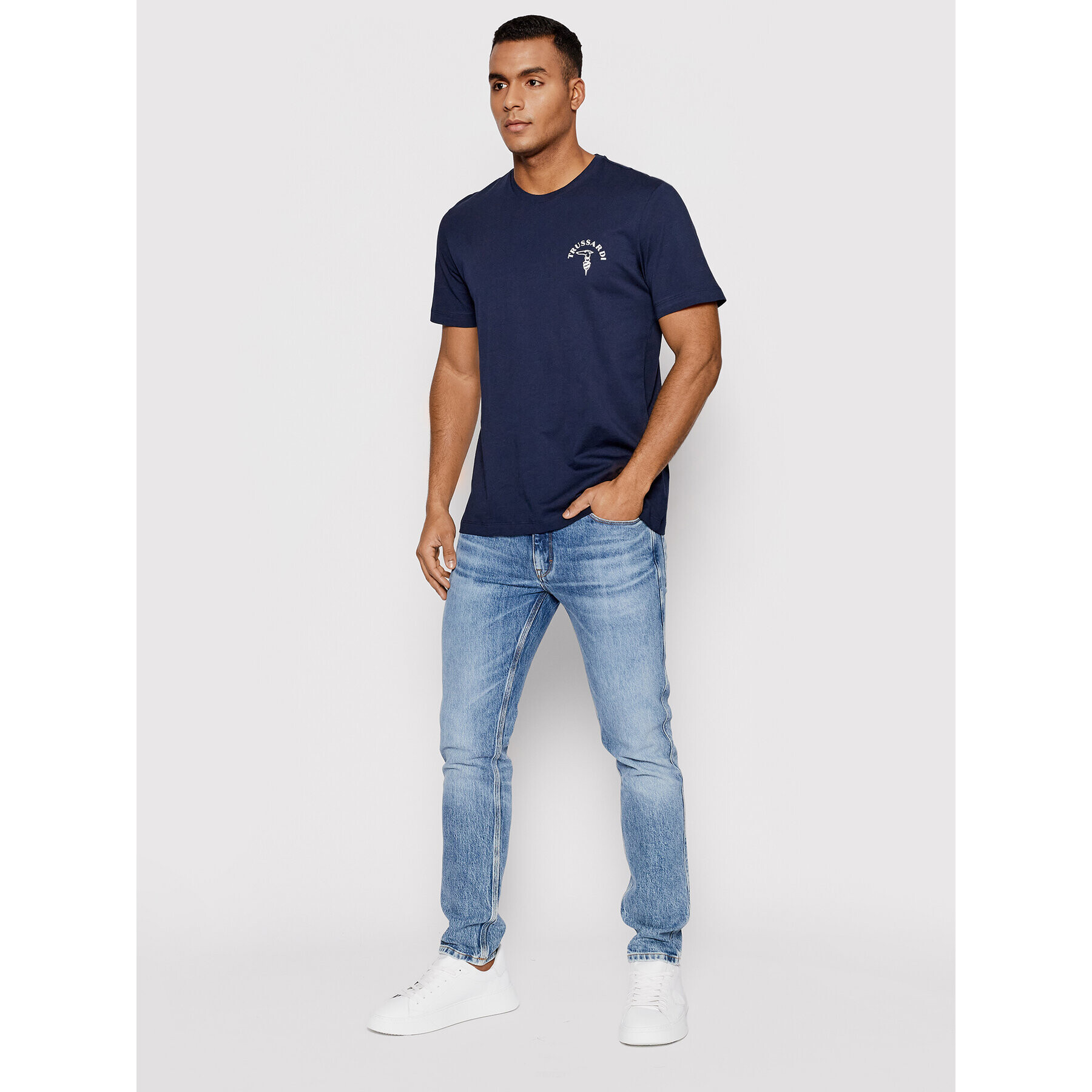 Trussardi Tričko Logo 52T00593 Tmavomodrá Regular Fit - Pepit.sk