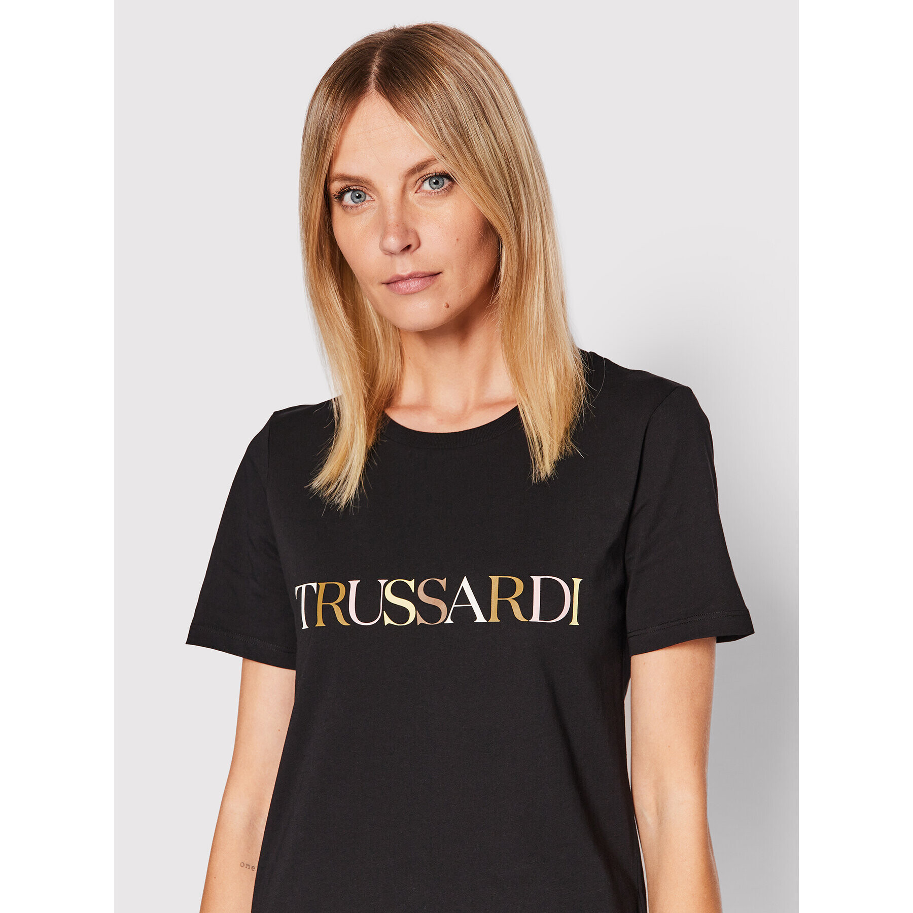 Trussardi Tričko Logo 56T00507 Čierna Regular Fit - Pepit.sk