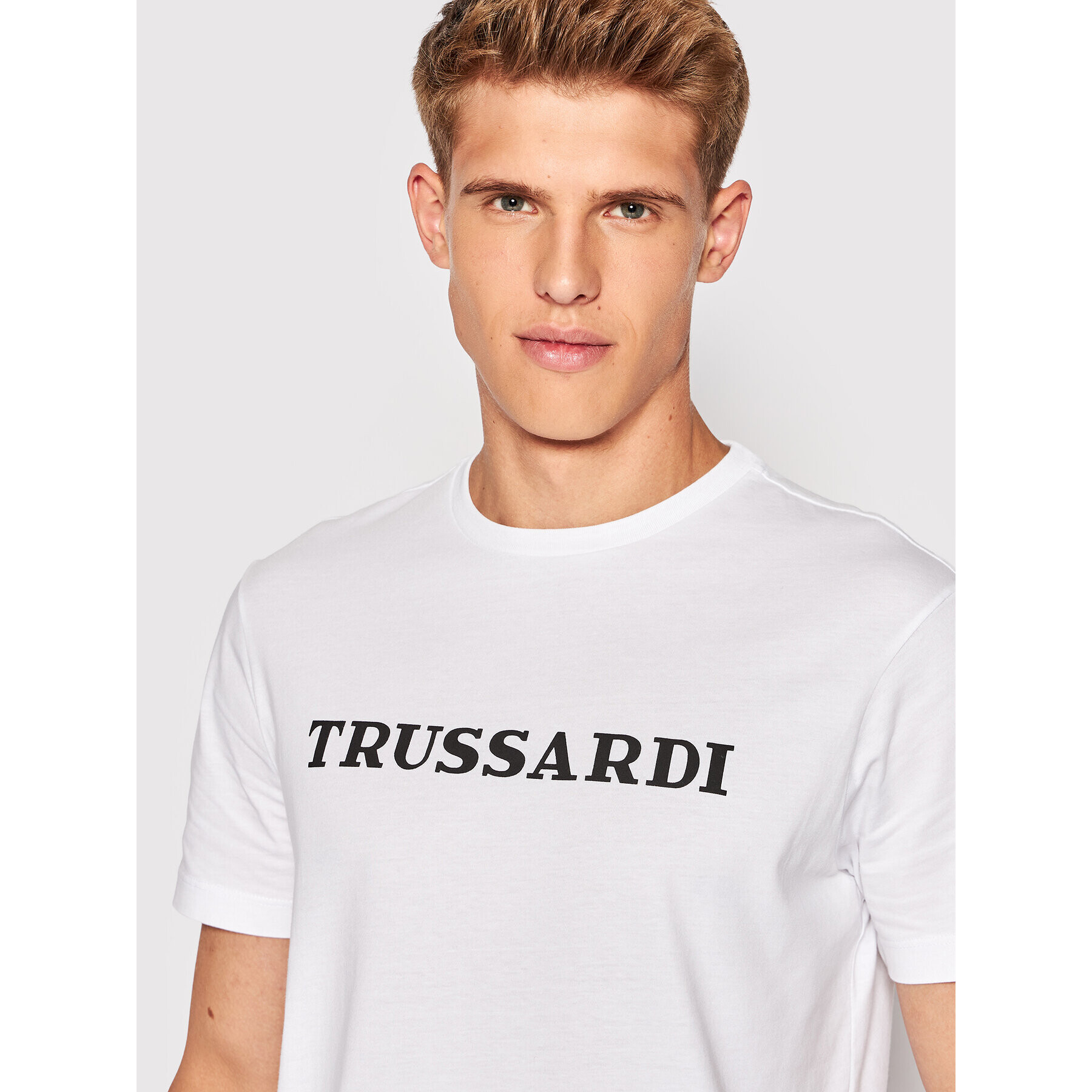 Trussardi Tričko Logo Print 52T00629 Biela Regular Fit - Pepit.sk