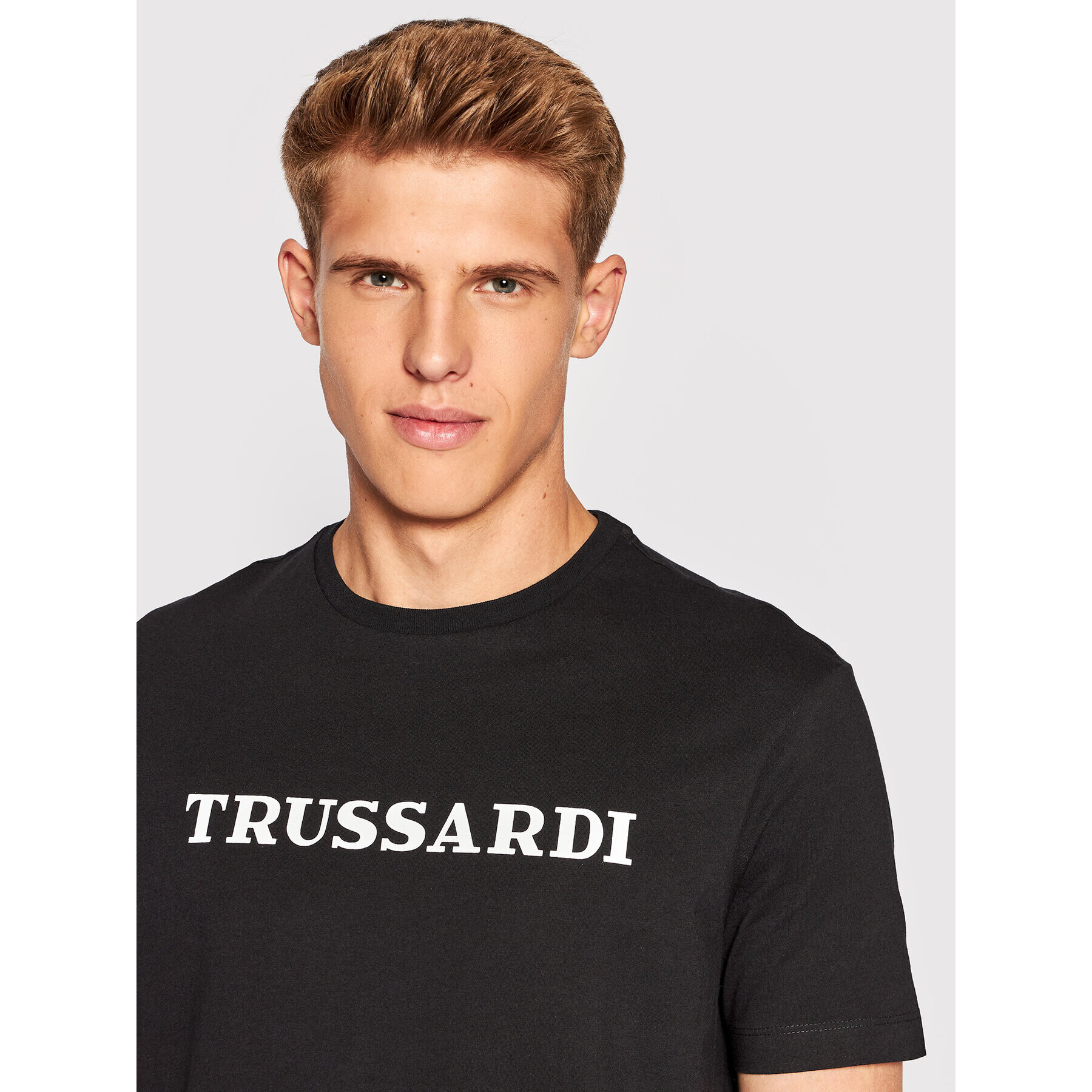 Trussardi Tričko Logo Print 52T00629 Čierna Regular Fit - Pepit.sk