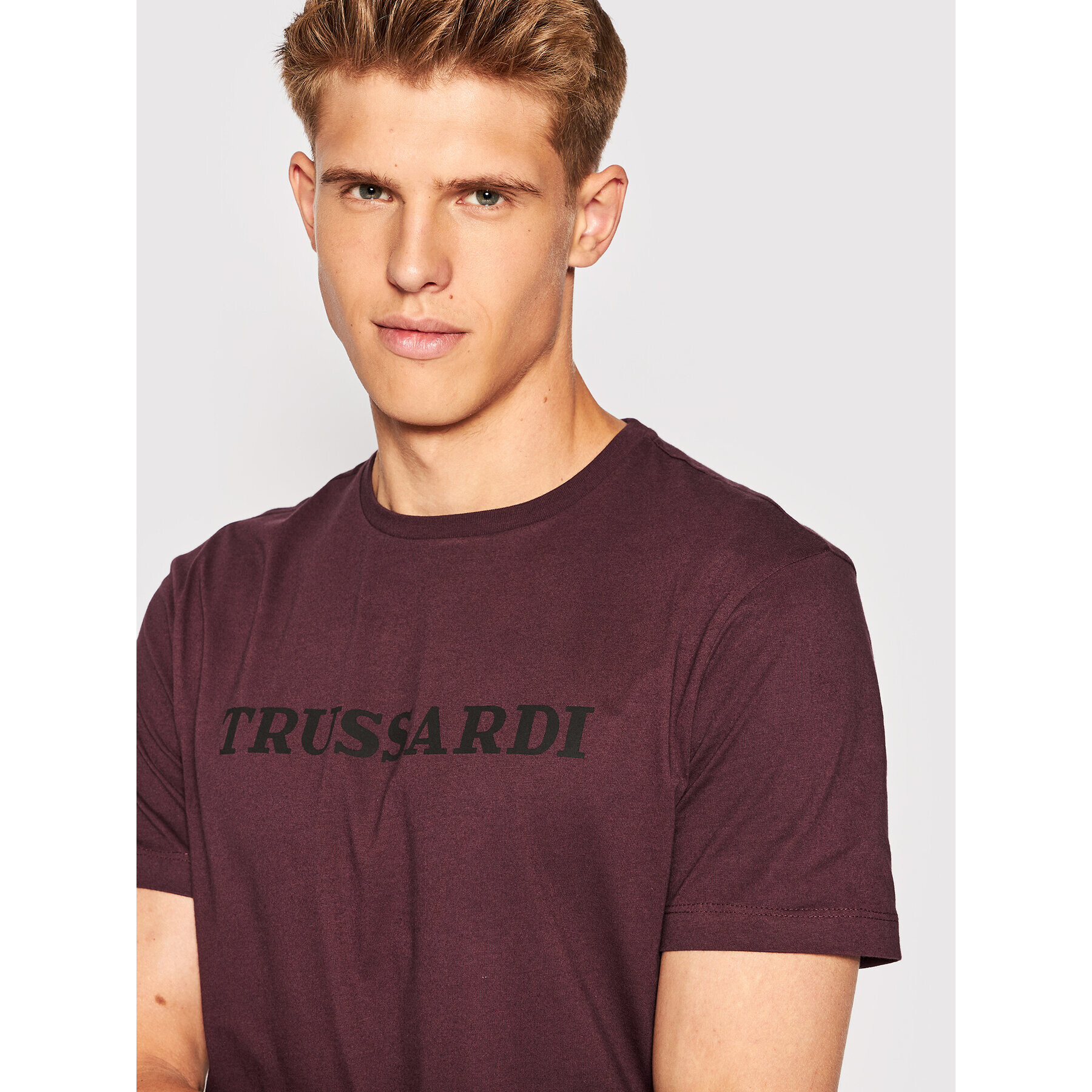 Trussardi Tričko Logo Print 52T00629 Fialová Regular Fit - Pepit.sk