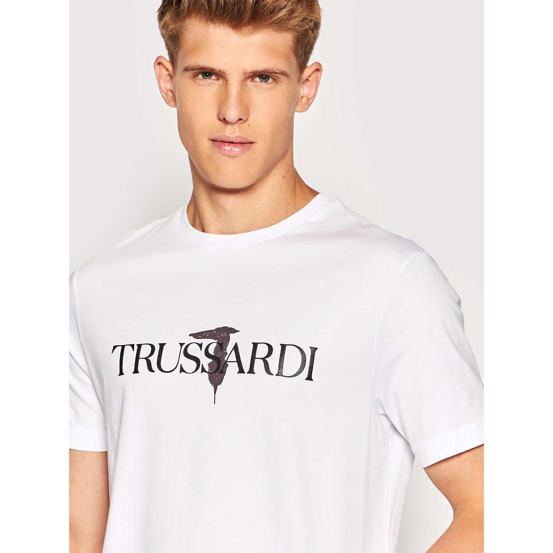 Trussardi Tričko Logo Print 52T00631 Biela Regular Fit - Pepit.sk