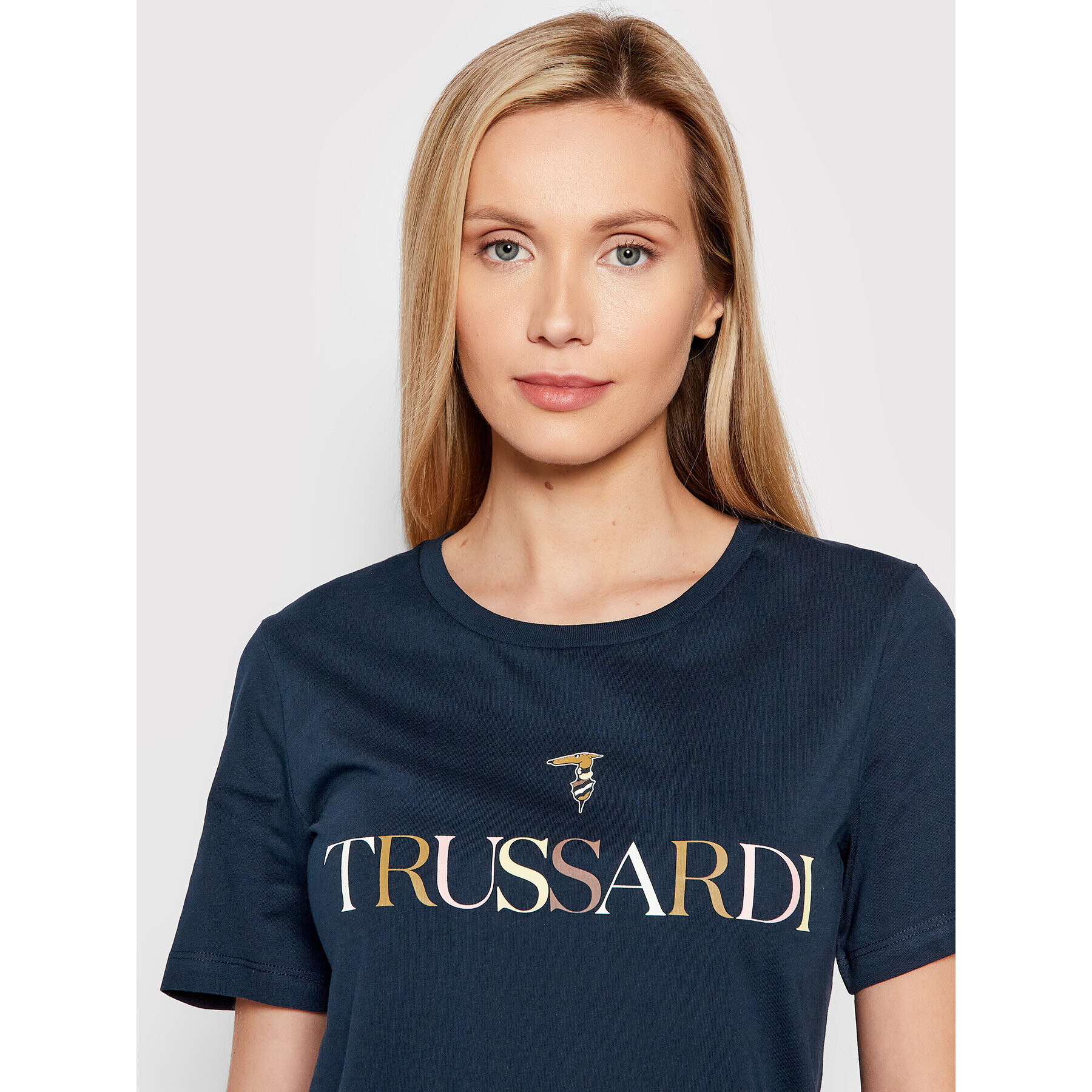 Trussardi Tričko Printed Logo 56T00442 Tmavomodrá Regular Fit - Pepit.sk