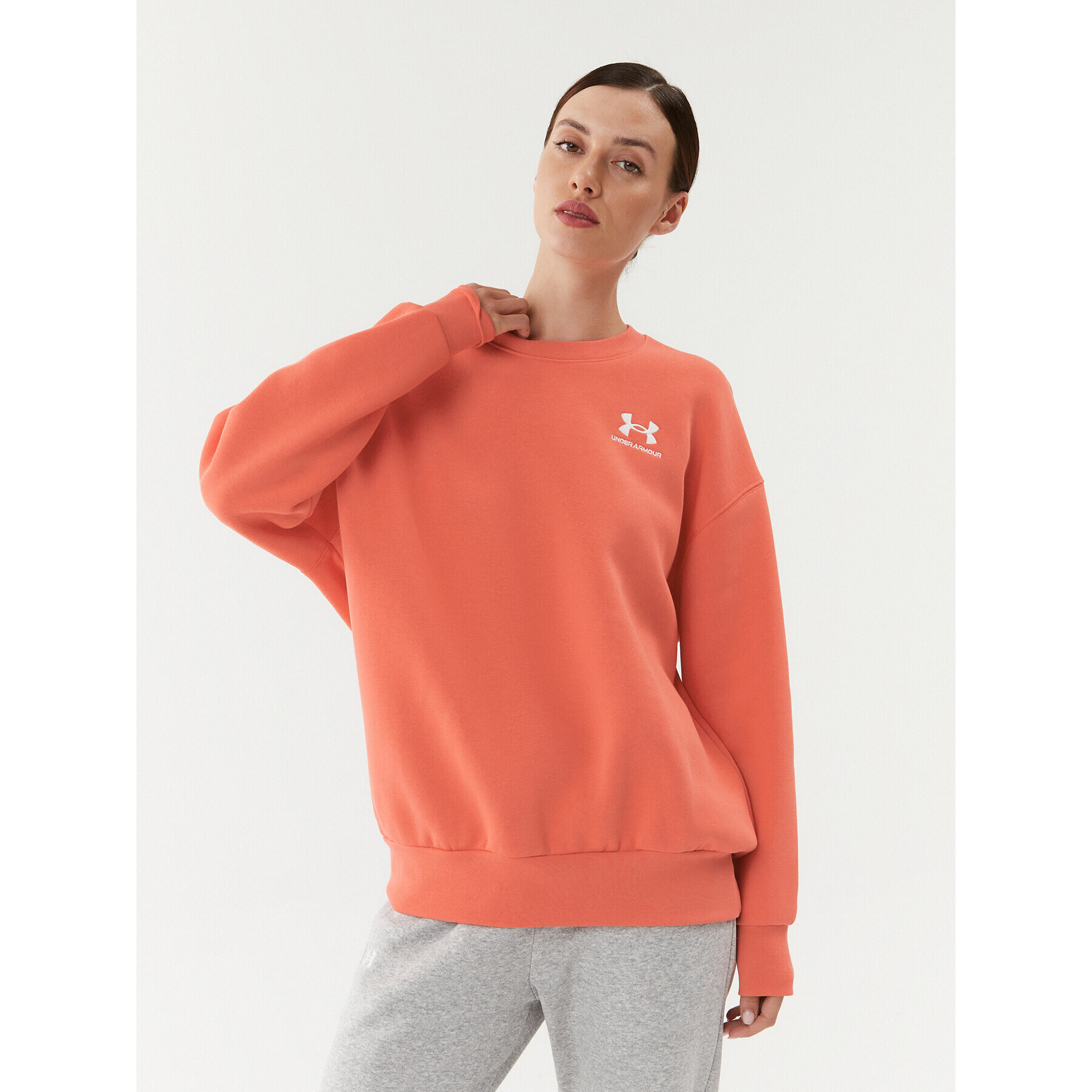 Under Armour Mikina Essential Flc Os Crew 1379475 Červená Loose Fit - Pepit.sk