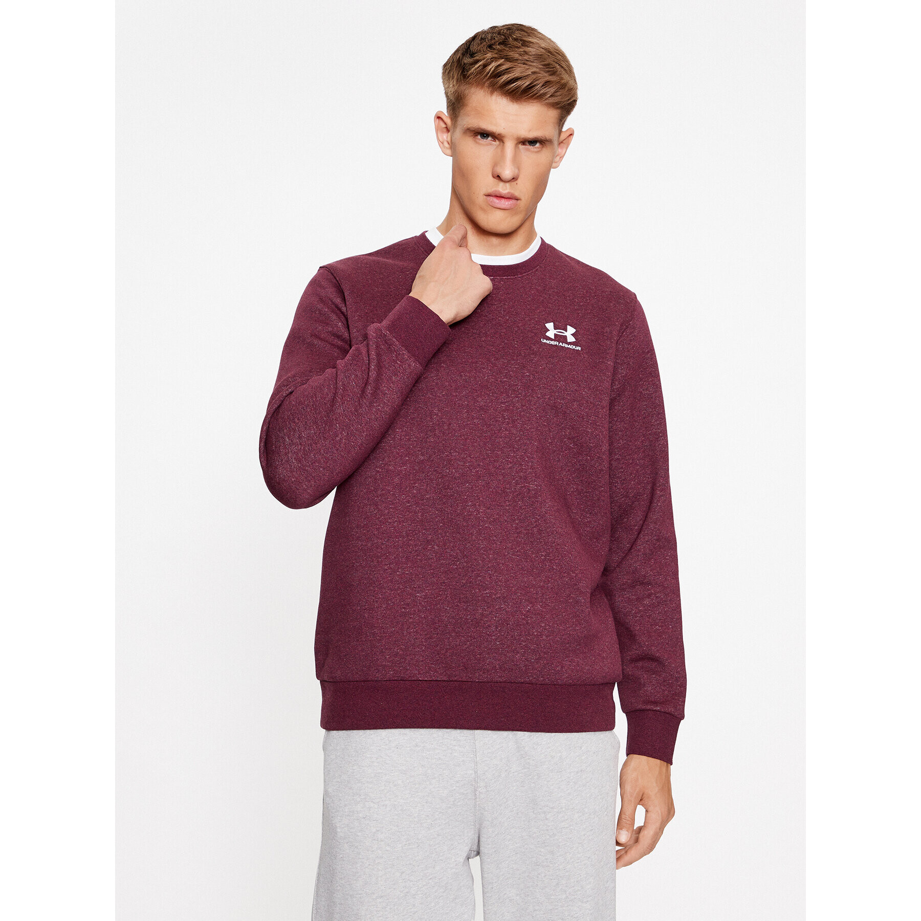 Under Armour Mikina Ua Essential Fleece Crew 1374250 Bordová Loose Fit - Pepit.sk