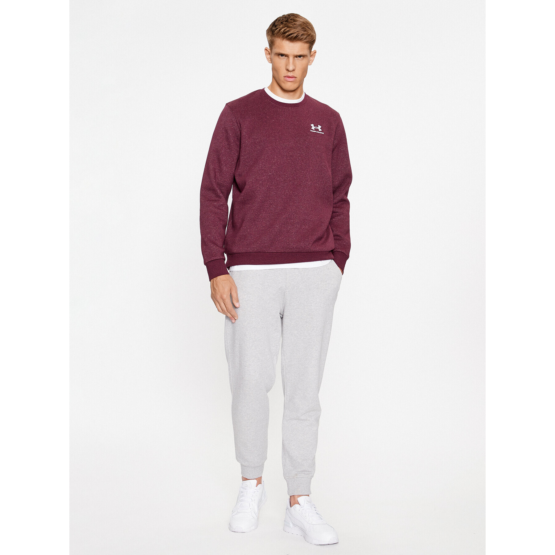 Under Armour Mikina Ua Essential Fleece Crew 1374250 Bordová Loose Fit - Pepit.sk