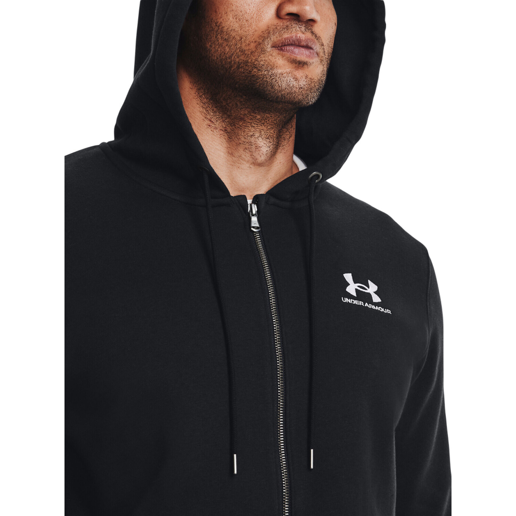 Under Armour Mikina UA Essential Fleece FZ Hood 1373881 Čierna Regular Fit - Pepit.sk