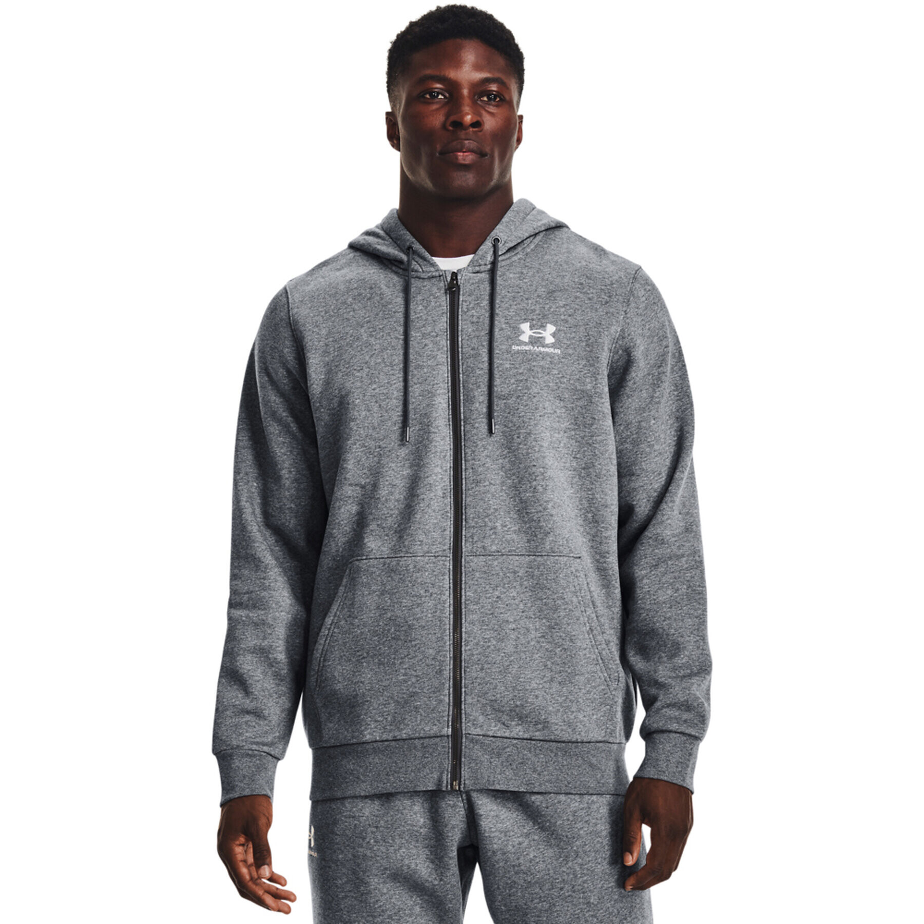 Under Armour Mikina UA Essential Fleece FZ Hood 1373881 Sivá Regular Fit - Pepit.sk