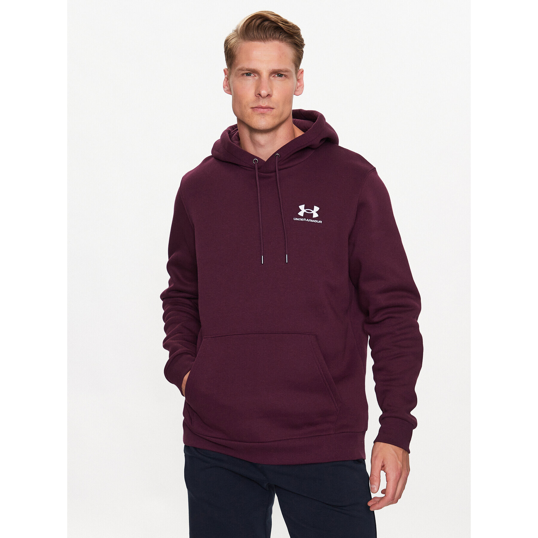 Under Armour Mikina UA Essential Fleece Hoodie 1373880 Bordová Regular Fit - Pepit.sk