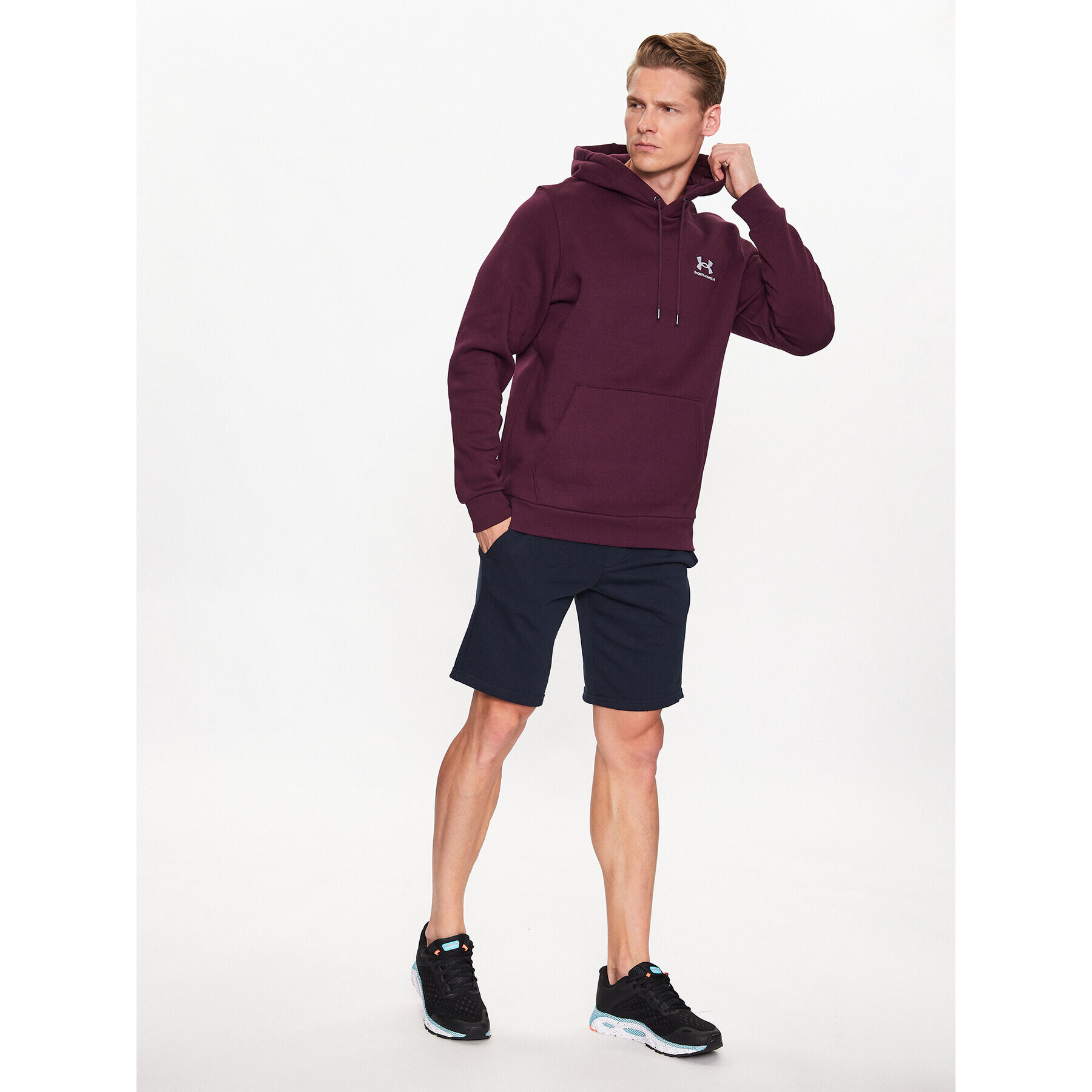 Under Armour Mikina UA Essential Fleece Hoodie 1373880 Bordová Regular Fit - Pepit.sk