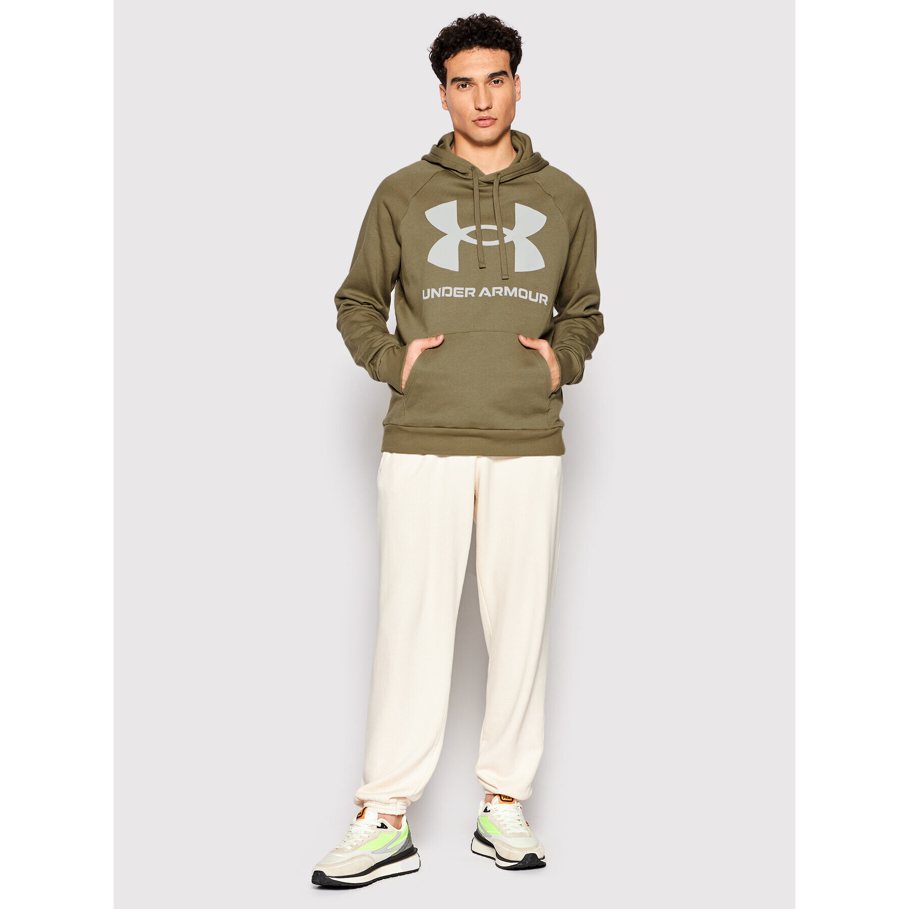 Under Armour Mikina Ua Rival Fleece Big Logo 1357093 Zelená Loose Fit - Pepit.sk