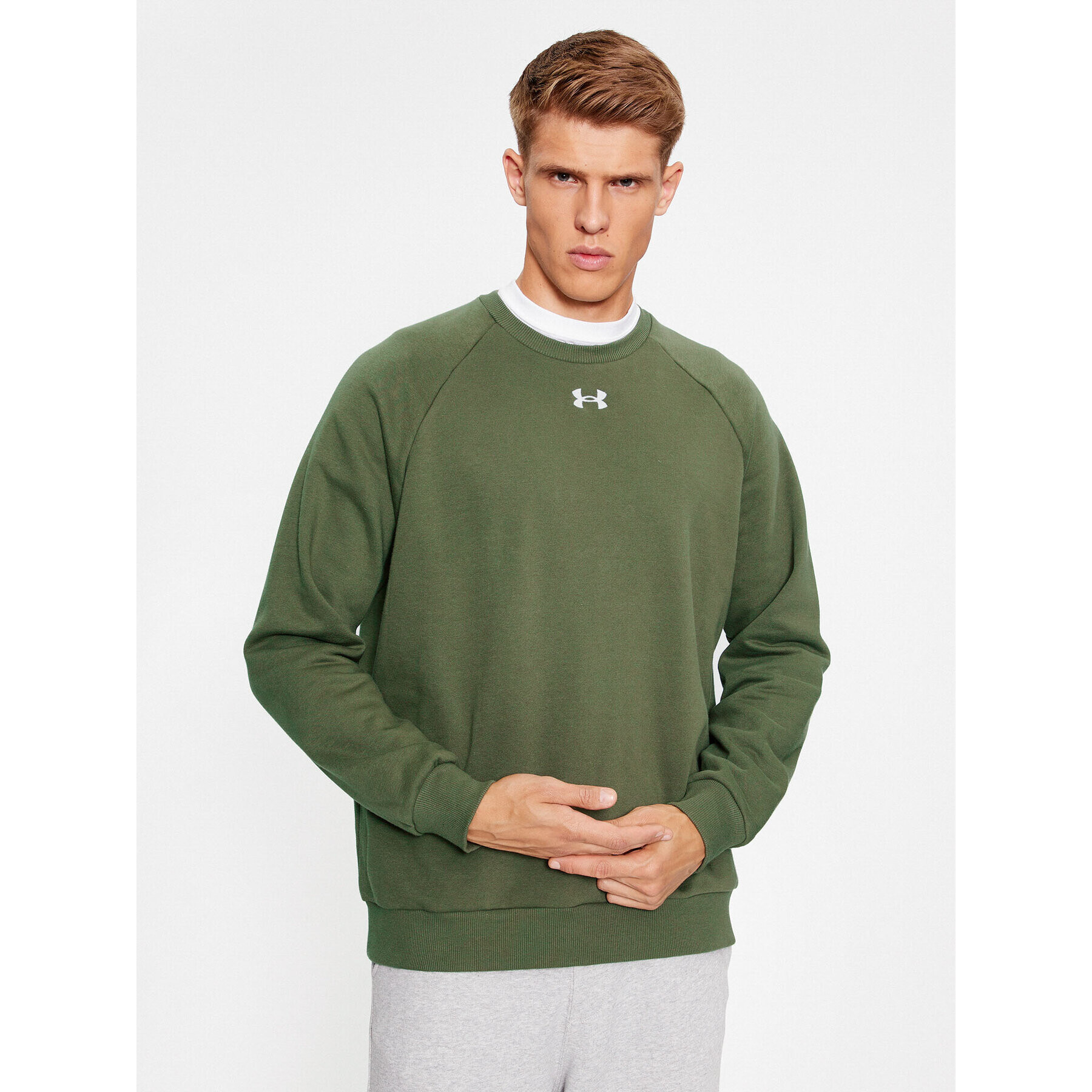 Under Armour Mikina Ua Rival Fleece Crew 1379755 Kaki Loose Fit - Pepit.sk