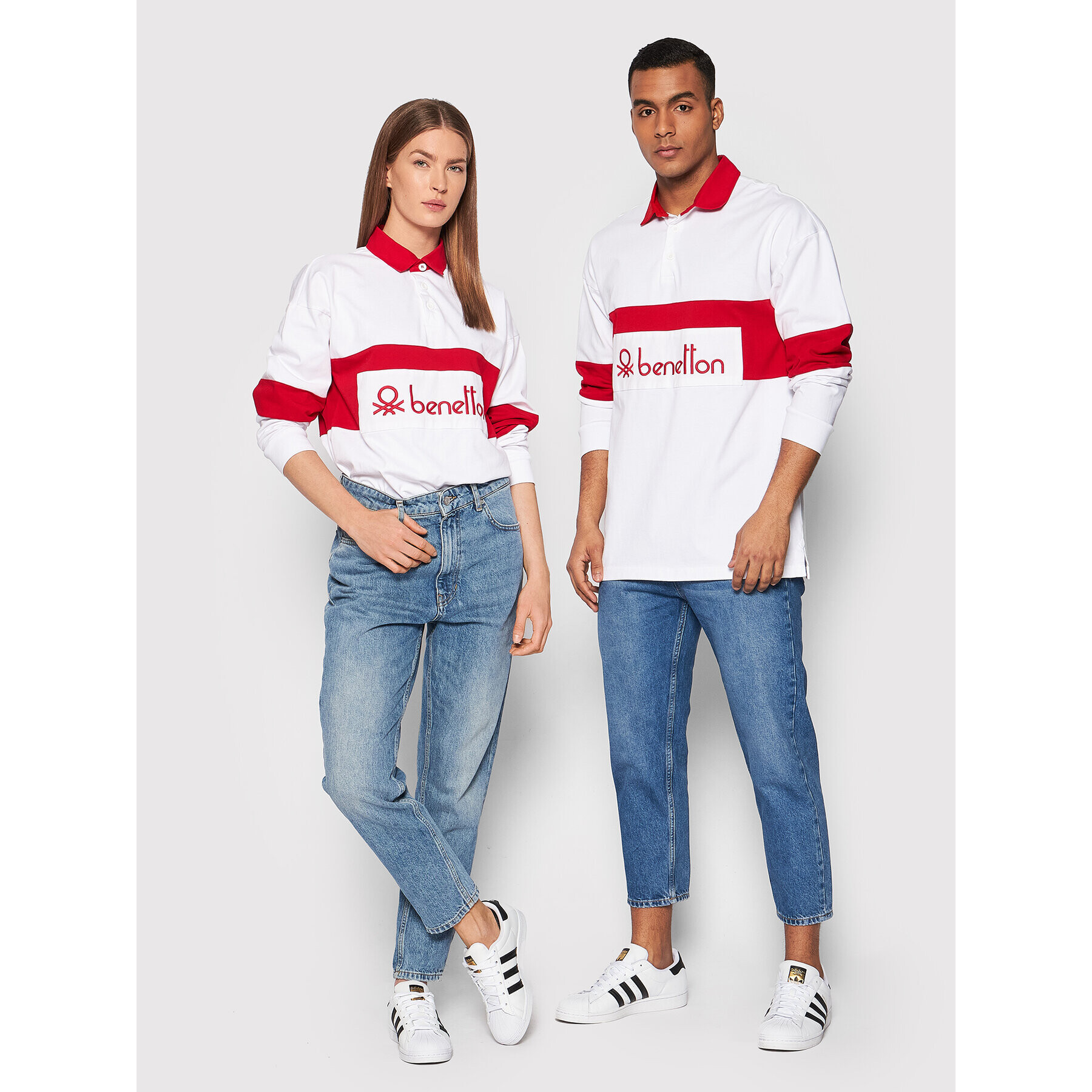 United Colors Of Benetton Polokošeľa Unisex 3MI6U3001 Biela Relaxed Fit - Pepit.sk