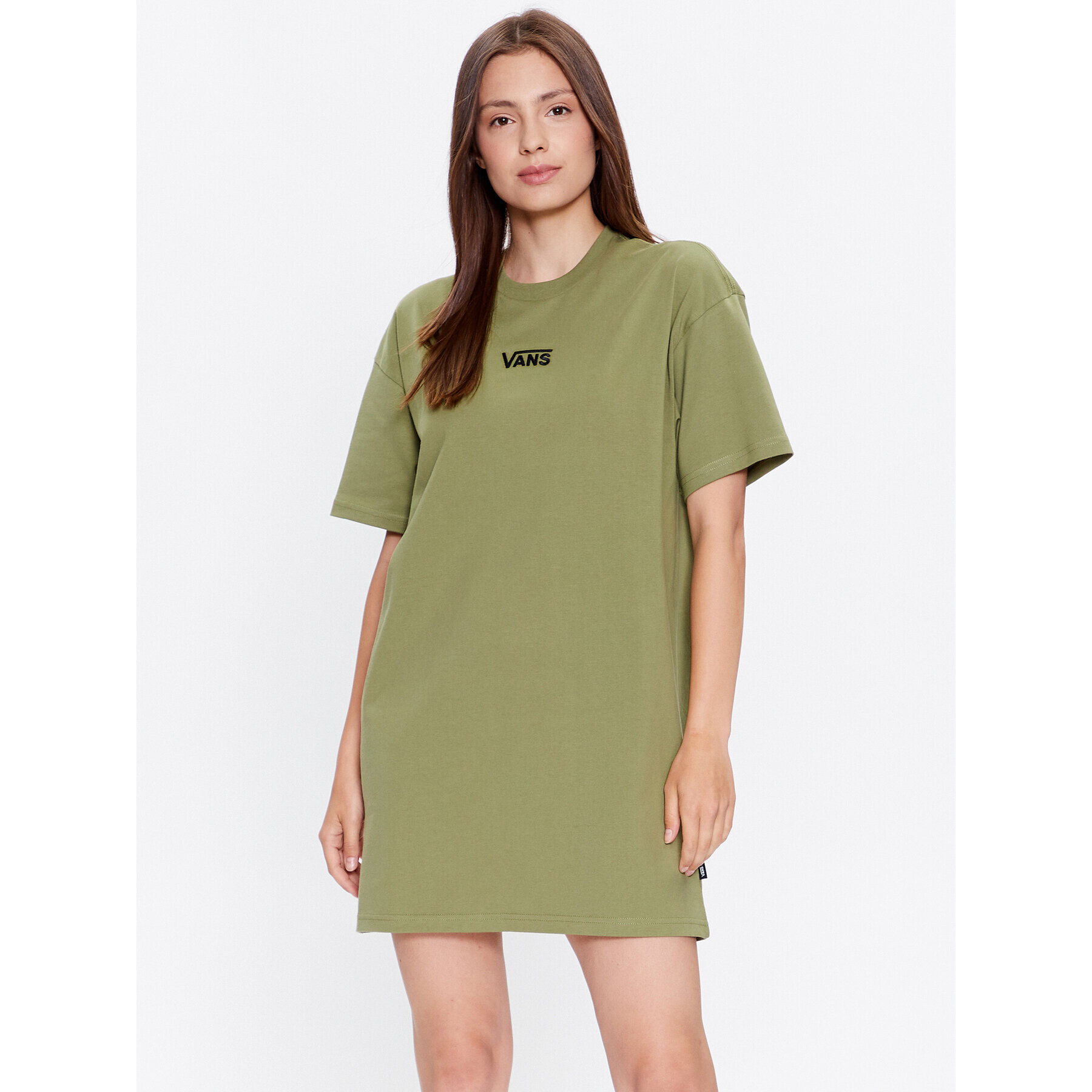 Vans Každodenné šaty Wm Center Vee Tee Dress VN0A4RU2 Zelená Boyfriend Fit - Pepit.sk