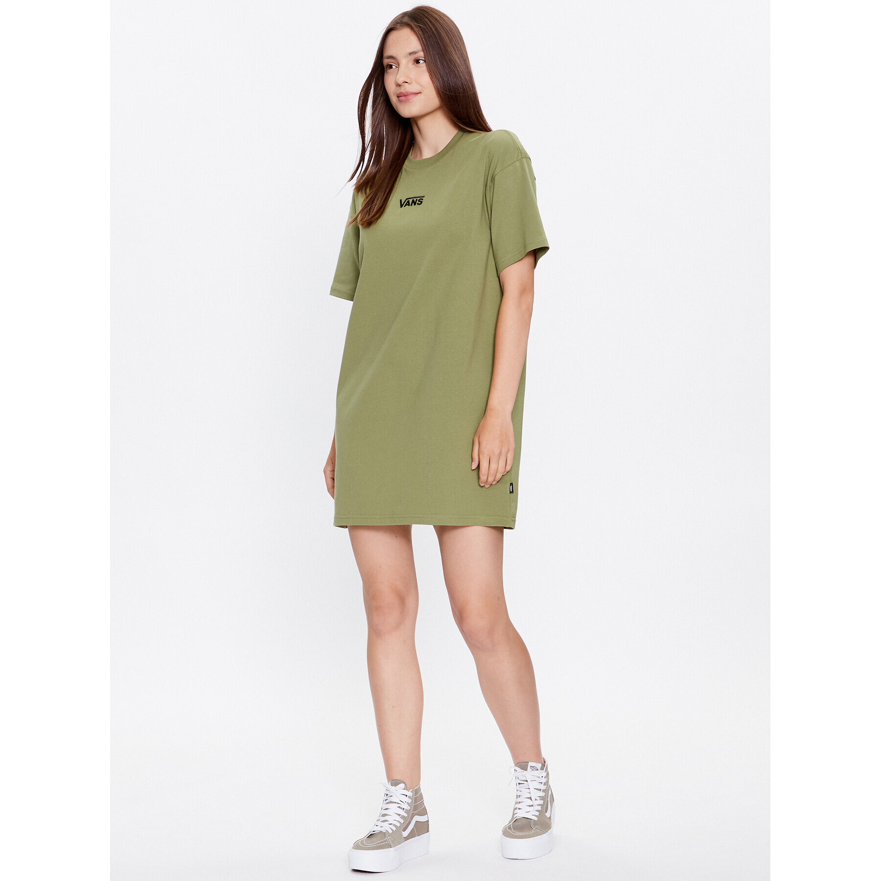 Vans Každodenné šaty Wm Center Vee Tee Dress VN0A4RU2 Zelená Boyfriend Fit - Pepit.sk