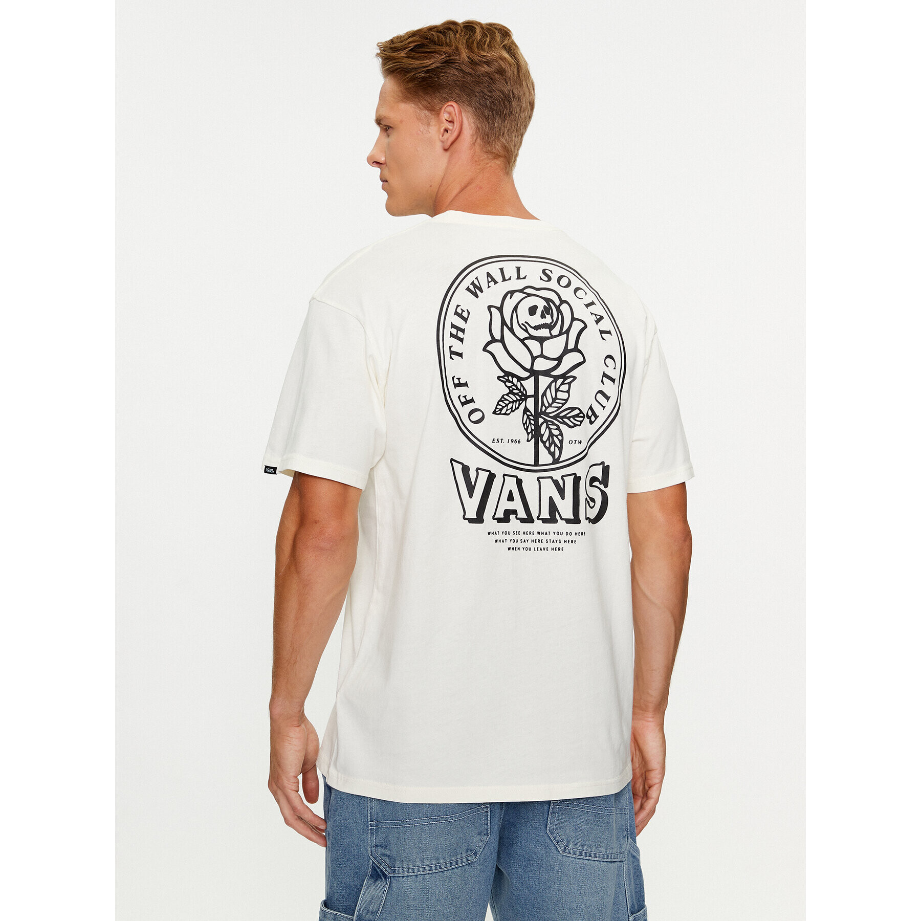 Vans Tričko Off The Wall Social Club Ss Tee VN0008S0 Écru Classic Fit - Pepit.sk