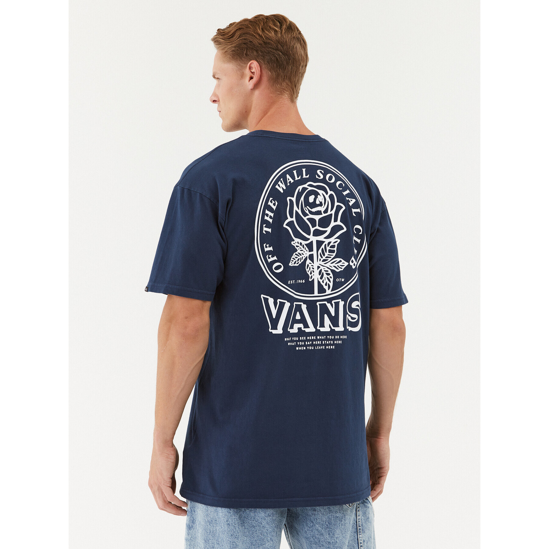 Vans Tričko Off The Wall Social Club Ss Tee VN0008S0 Modrá Classic Fit - Pepit.sk