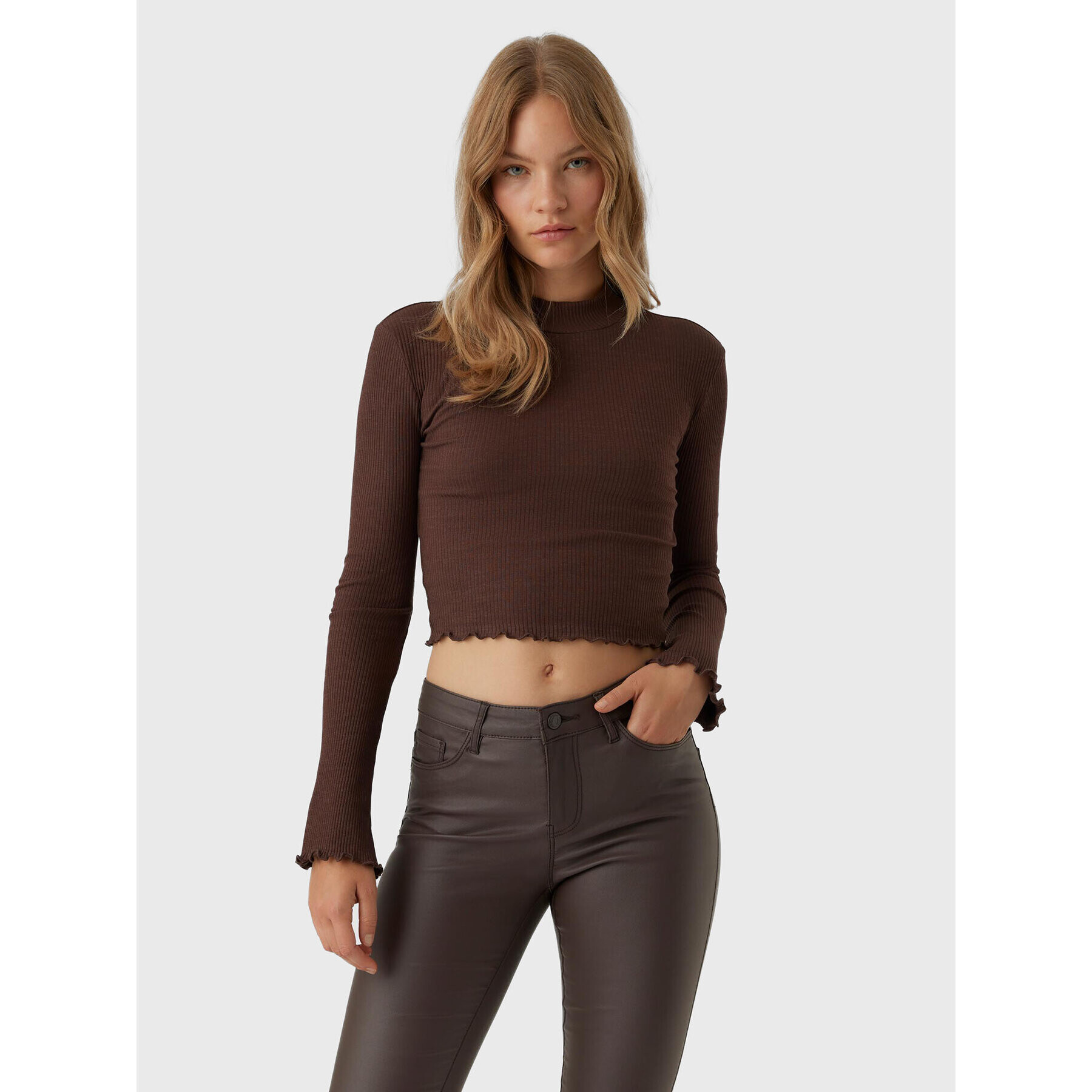 Vero Moda Blúzka Hati 10275570 Hnedá Slim Fit - Pepit.sk