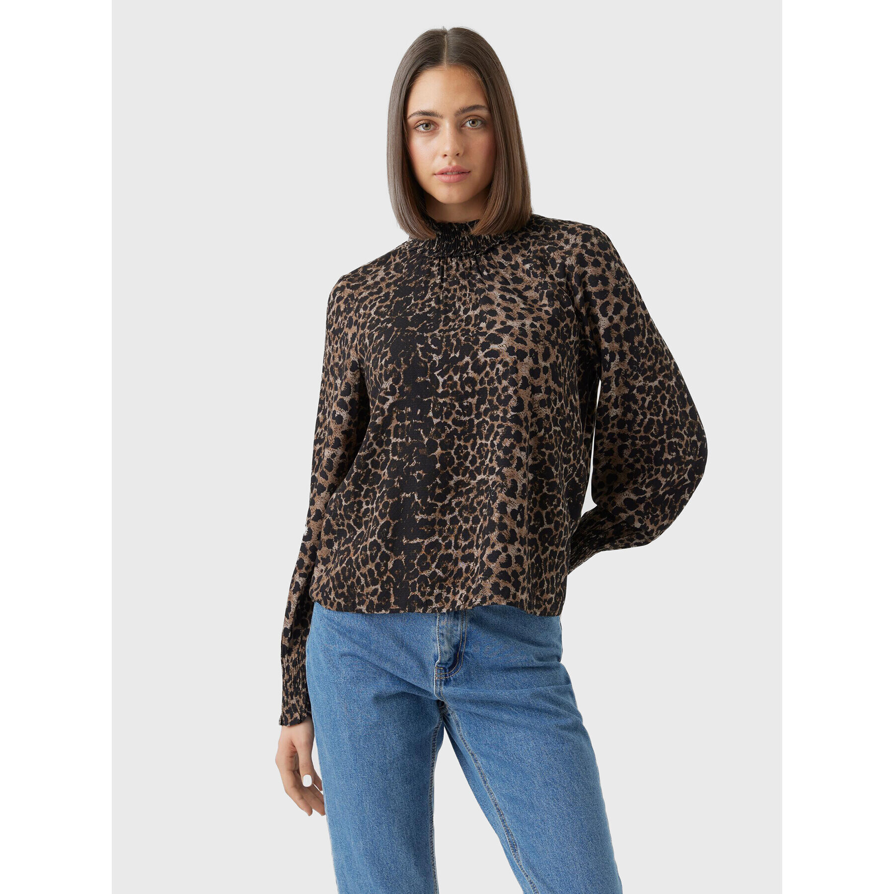 Vero Moda Blúzka Kittie 10276212 Hnedá Relaxed Fit - Pepit.sk